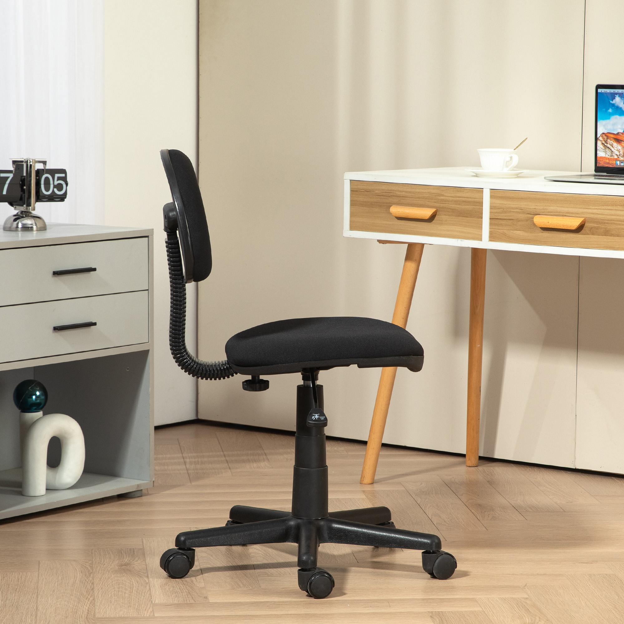 HOMCOM Small Desk Chair, Armless Office Chair with