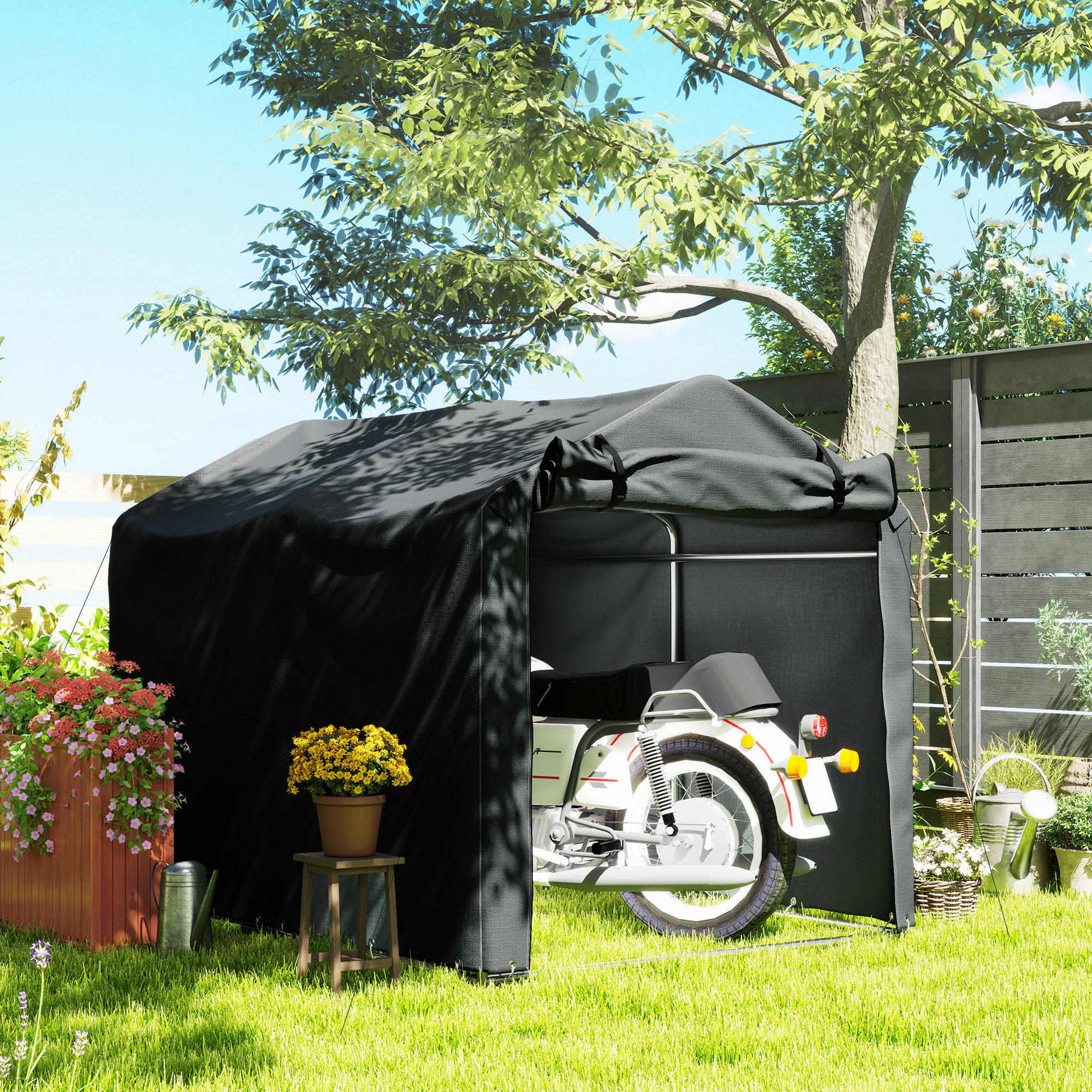 Outsunny Outdoor Storage Shed, UV Resistant Bike Tent with Roll-up Zipper Door, Portable Shed for Bike, Motorcycle, Dark Grey Aosom Canada