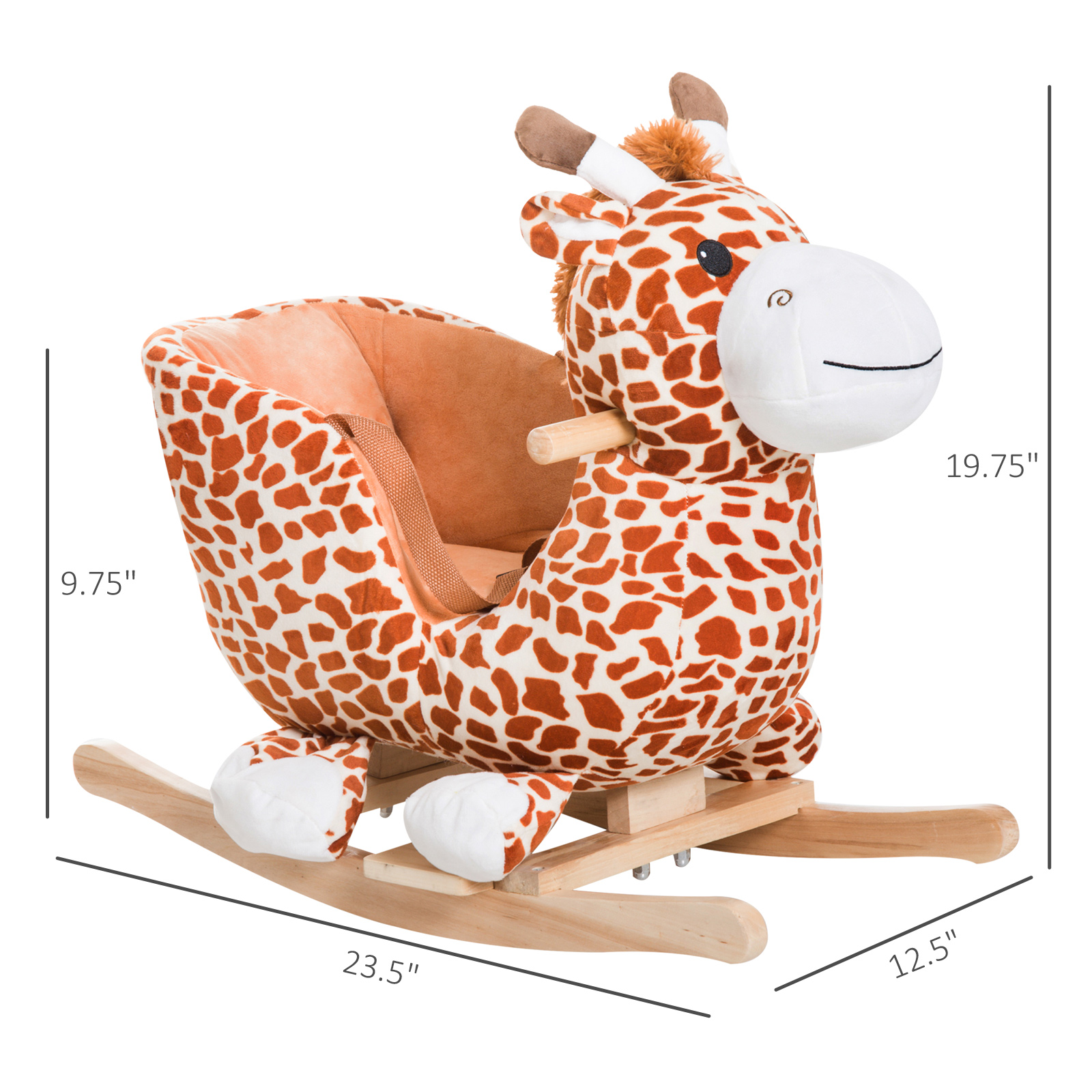 Qaba Rocking Horse Toy Plush Rocking Horse-Style Giraffe Theme