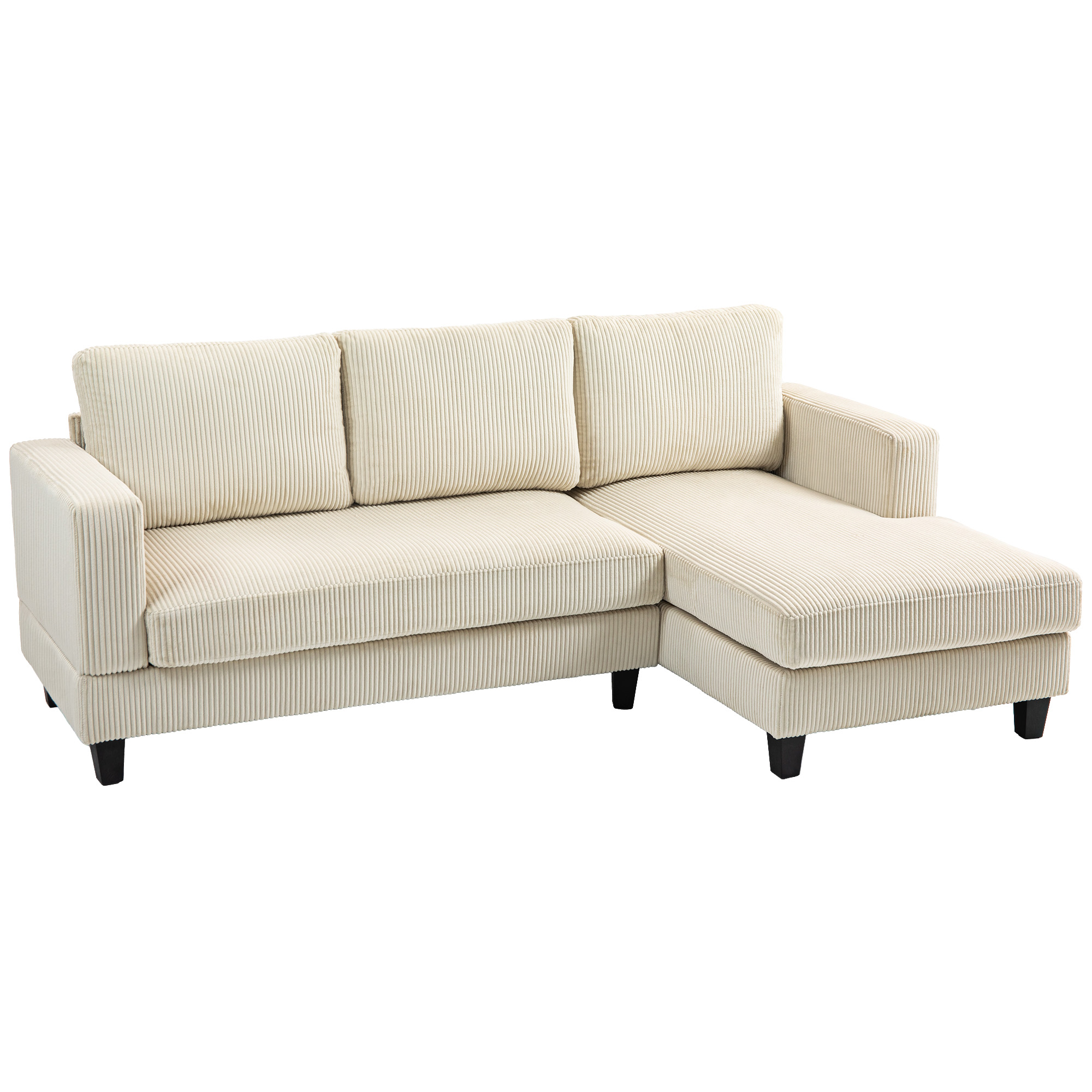 L Shaped Couch, L Shape Sofa with Chaise Lounge and Spring Cushion for Living Room, Bedroom, Beige 1