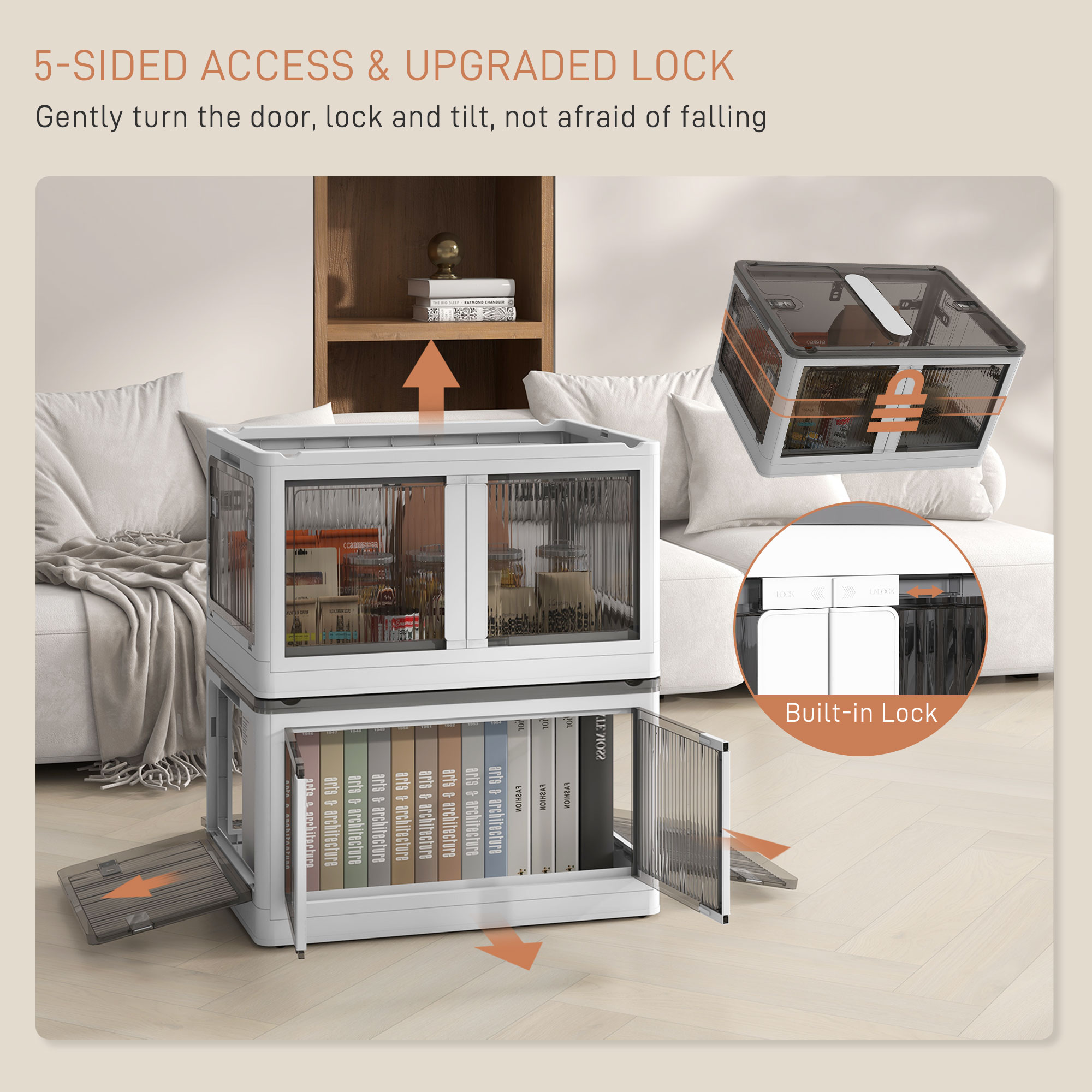 【hideさま専用】3点セット●STACKING CONTAINER 38L HOMCOM 3 Packs of Collapsible Stackable Storage Bins with