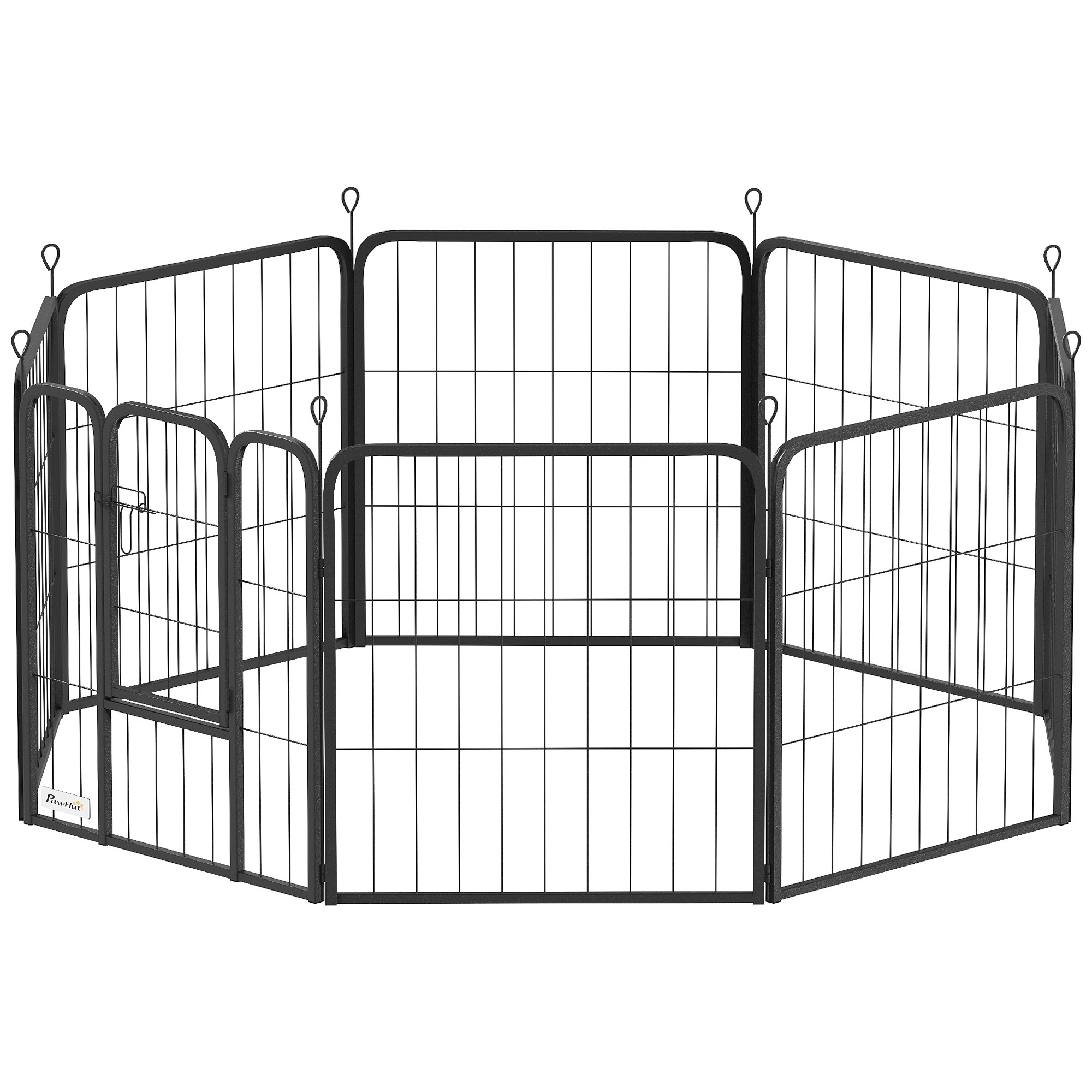 24" Canine Playpen Inside Outside, Moveable Foldable 8 Panels Animal Playpen with Entry & Strap for Compact Dogs 1
