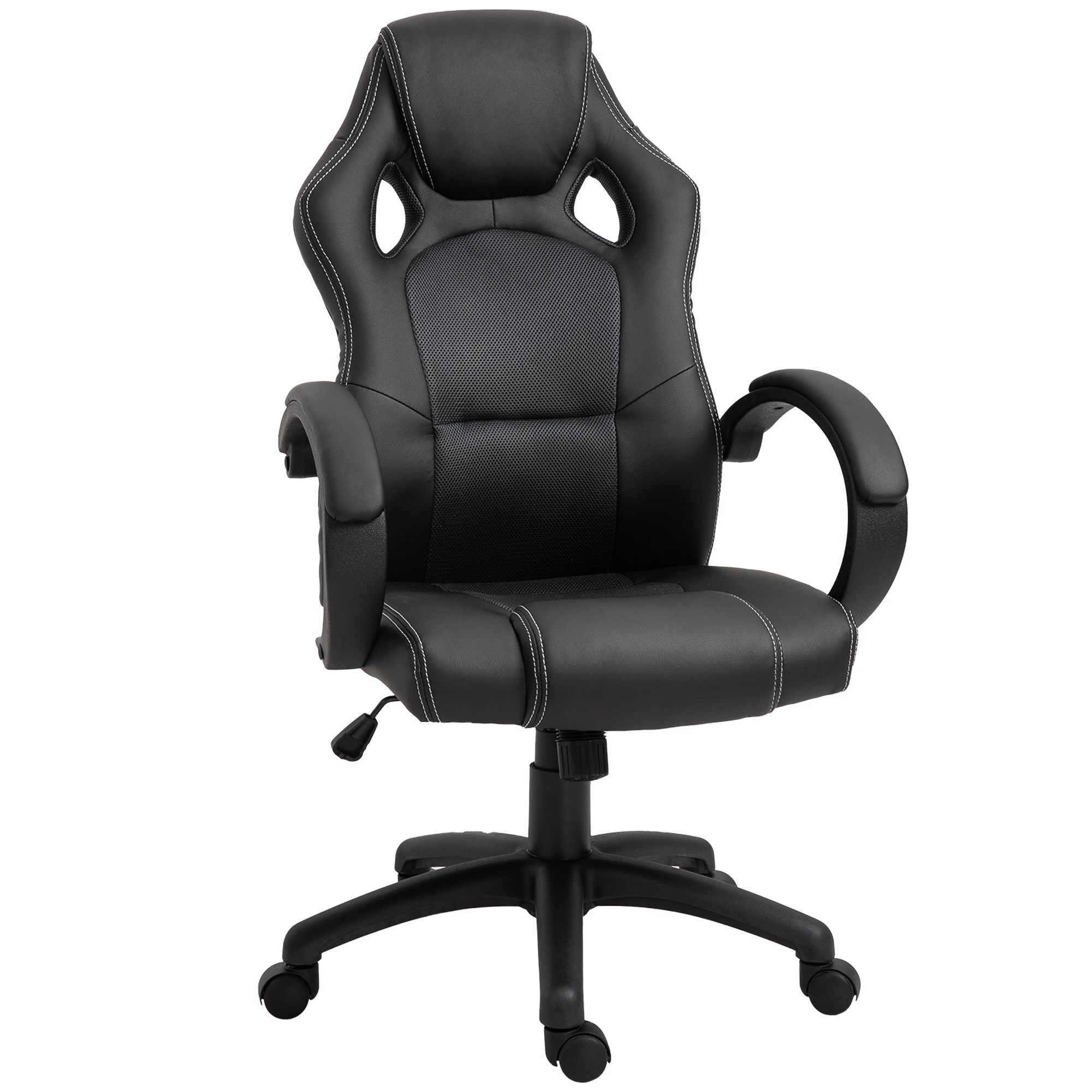Padded Head Support, Racing Gaming Seating Workspace Seating PC Work Table Gamer Seating with Rotating Castors, Tilt Function, Grey 1