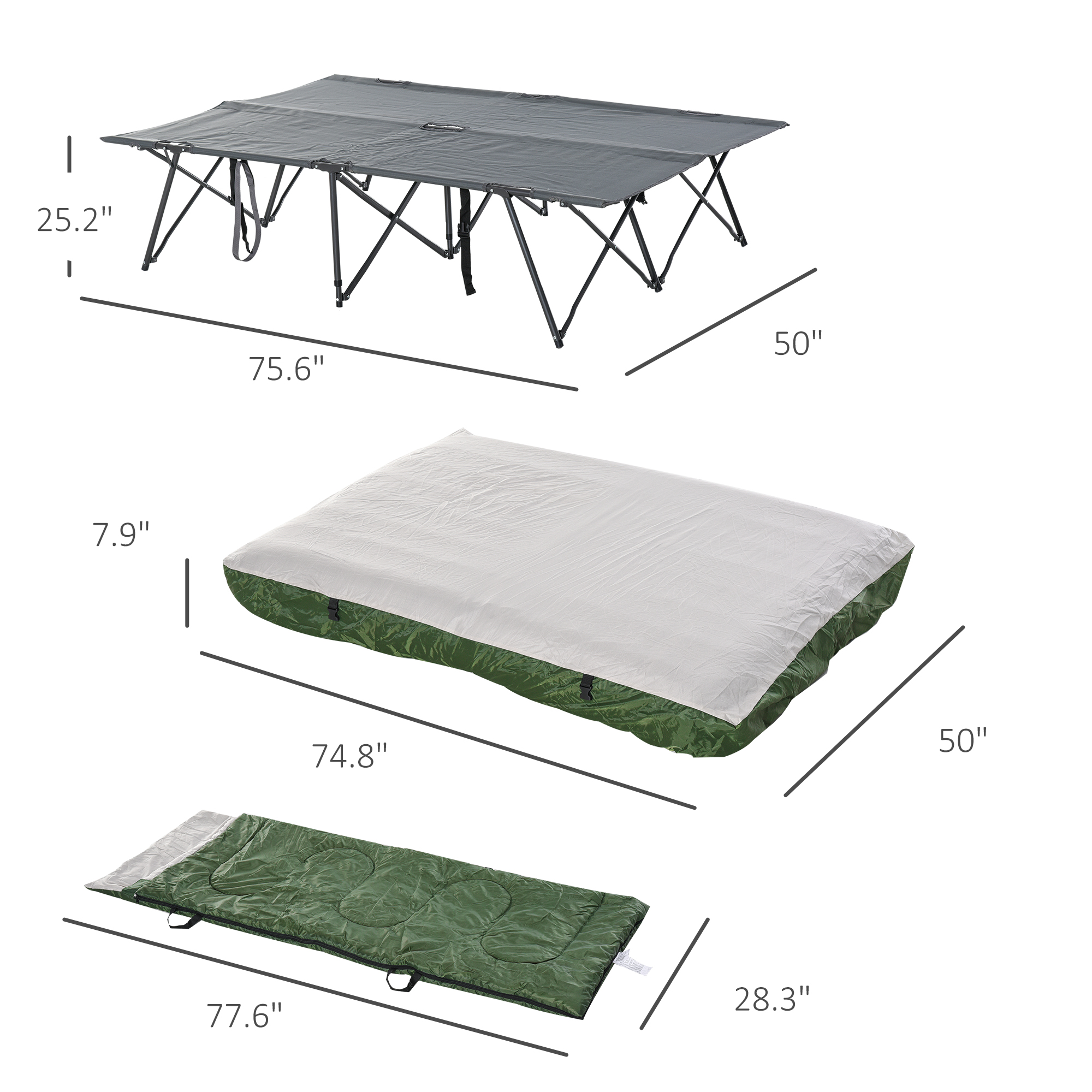 Outsunny Portable Cot Bed Compact Collapsible Camping Bed
