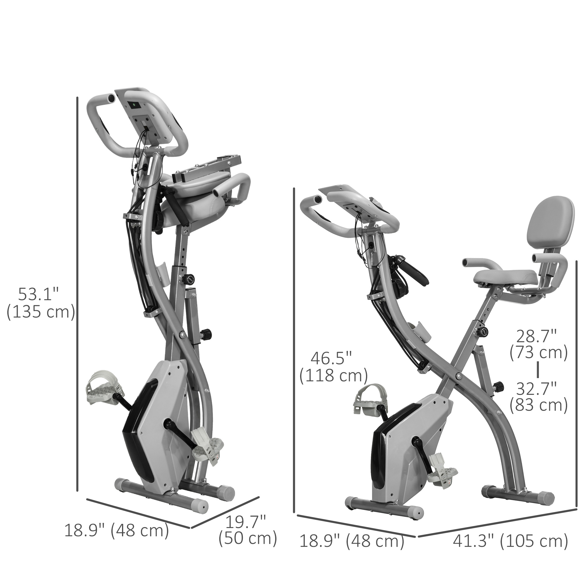 Soozier 3 in 1 Folding Exercise Bike, Foldable Stationary