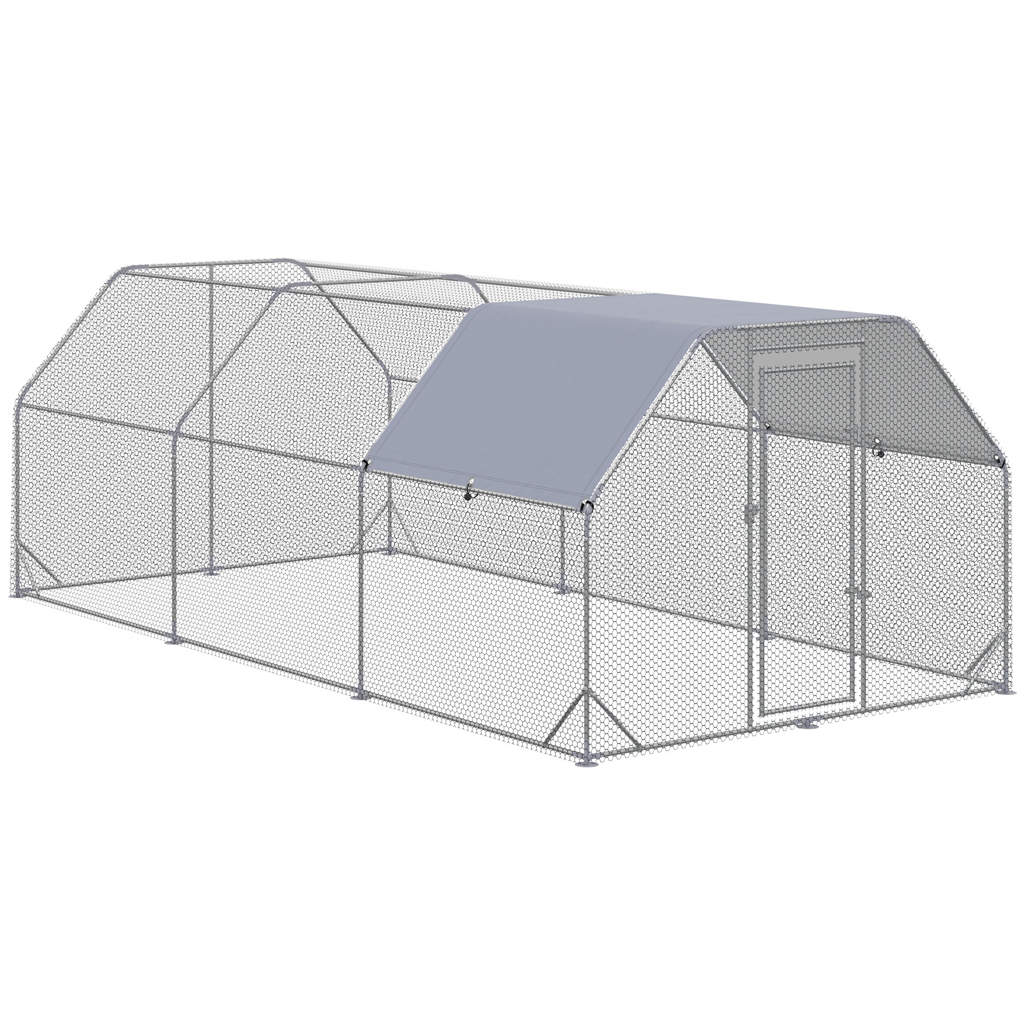 PawHut Metal Chicken Coop for 15-18 Chickens, Walk In Chicken Run