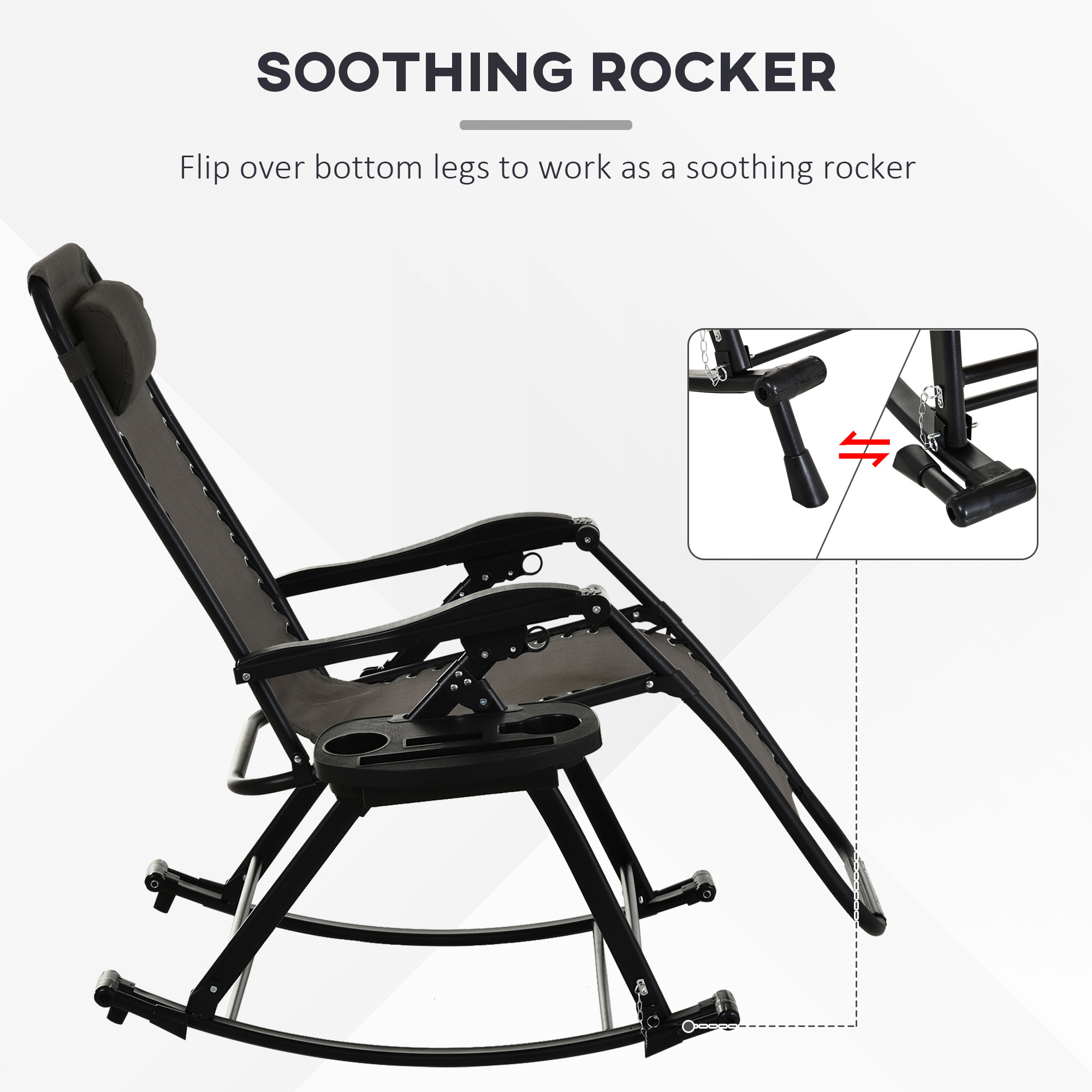 Outsunny Folding Zero Gravity Rocking Lounge Chair with Cup