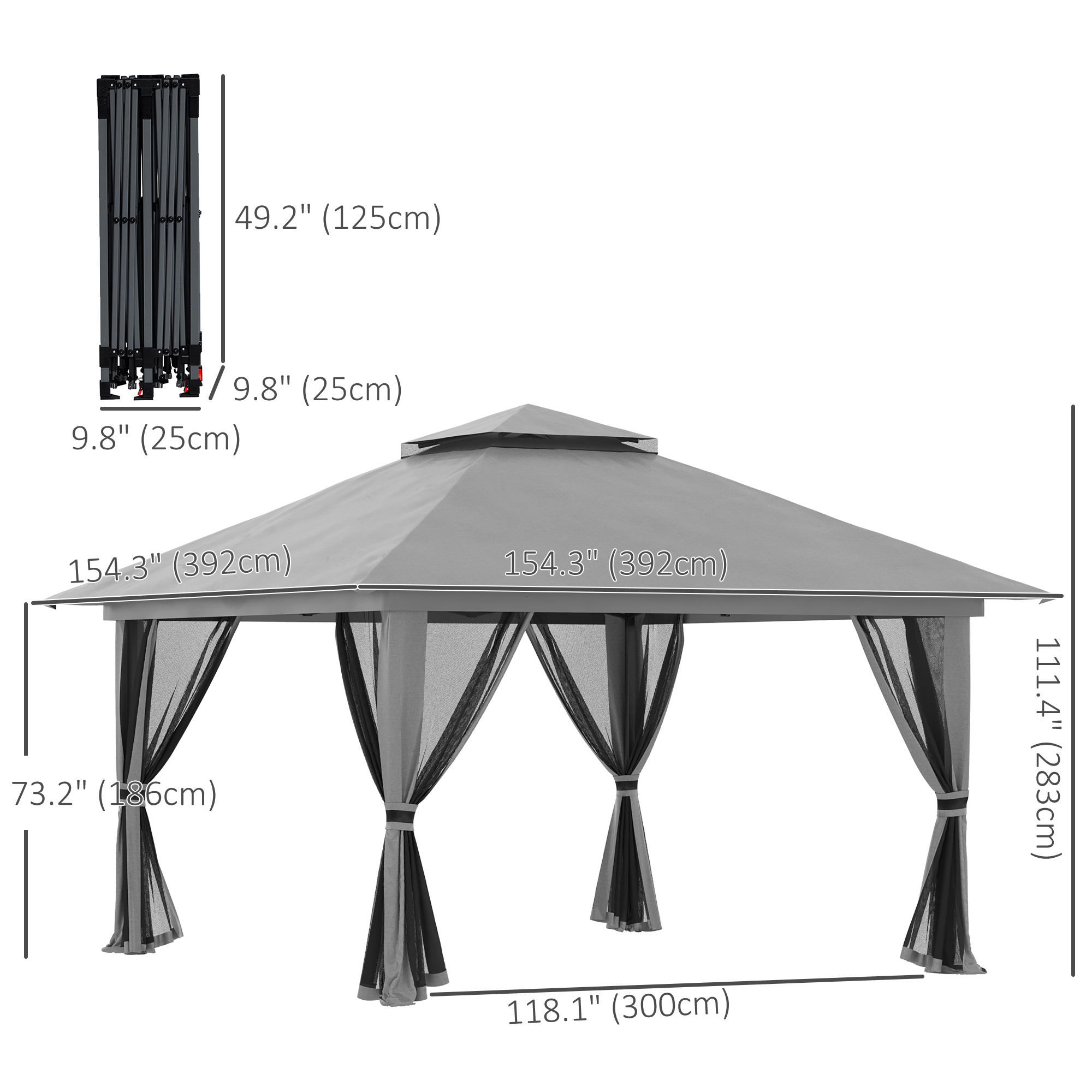 Outsunny 13' x 13' Pop Up Canopy, 2-Tier Roof Easy up Tent
