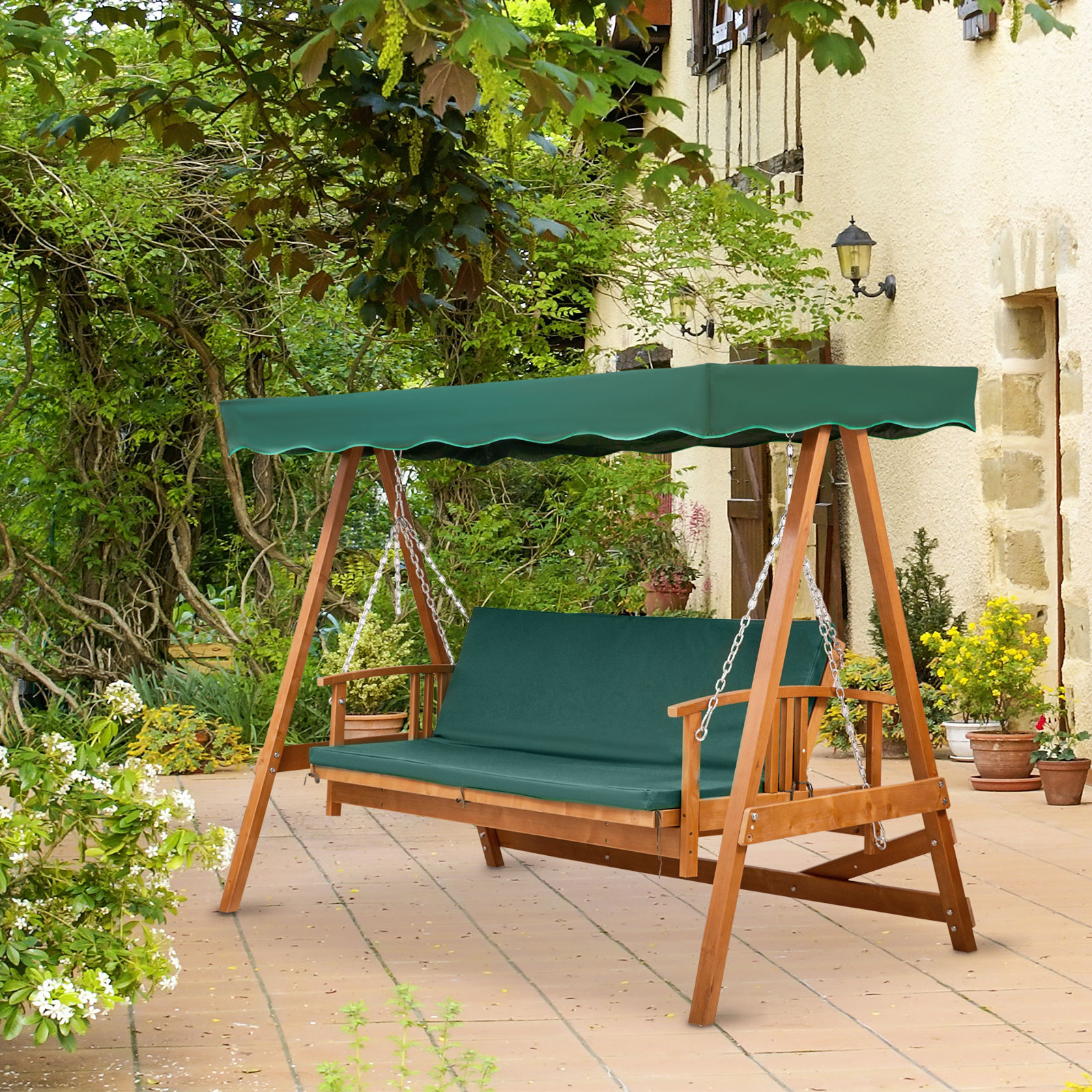Outsunny Wood Swing Seat For Adults Outsunny Seater Garden Swing