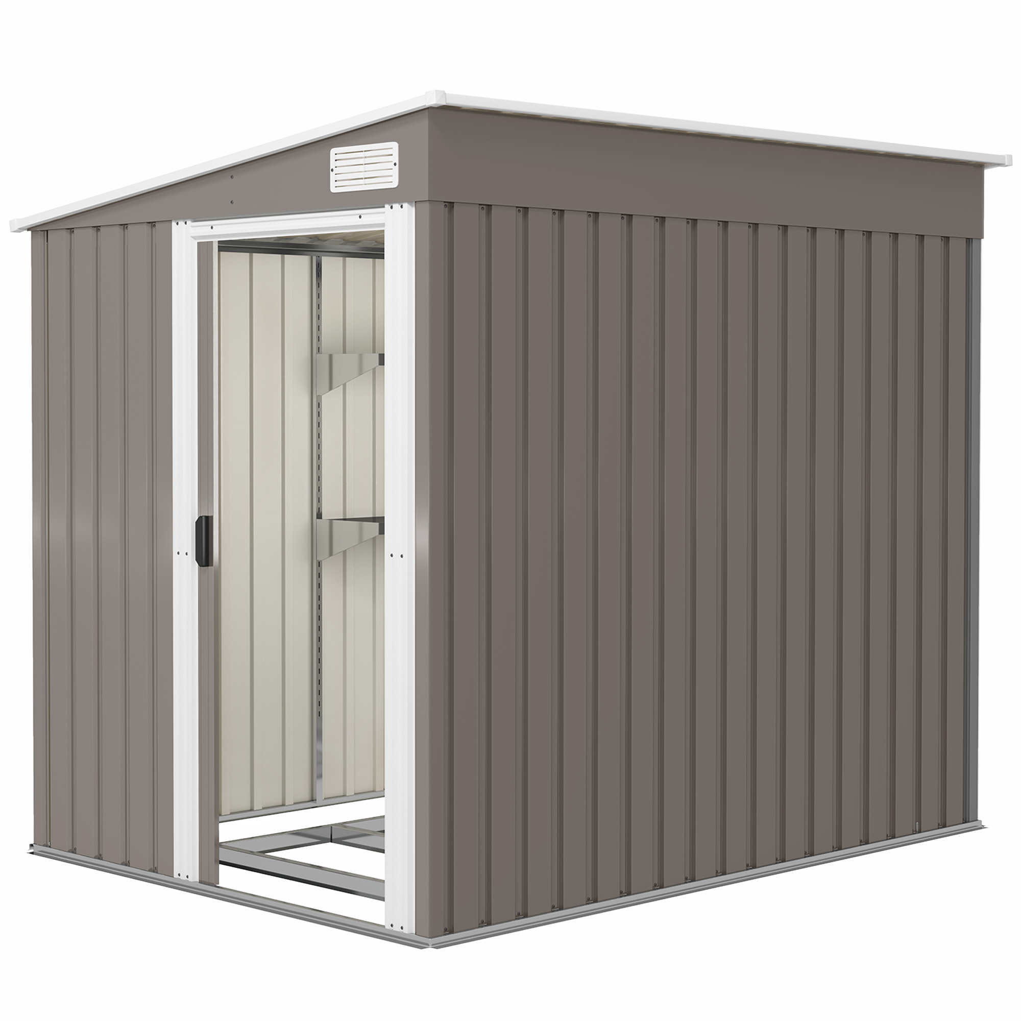 Outsunny 5'x7' Lean to Galvanized Metal Shed with Foundation