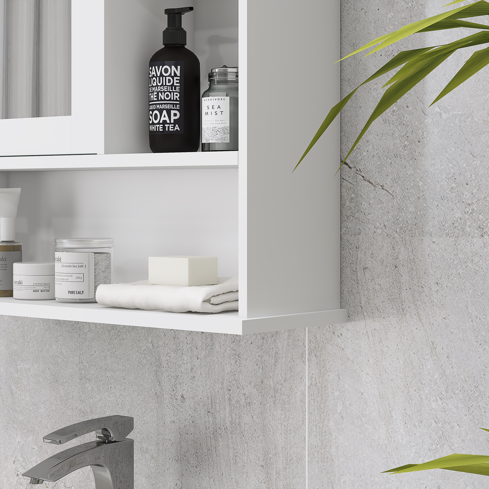 Kleankin Wall Mount Wood Medicine Cabinet with Mirror Adjustable Shelf Storage Organizer White | Aosom.com 7