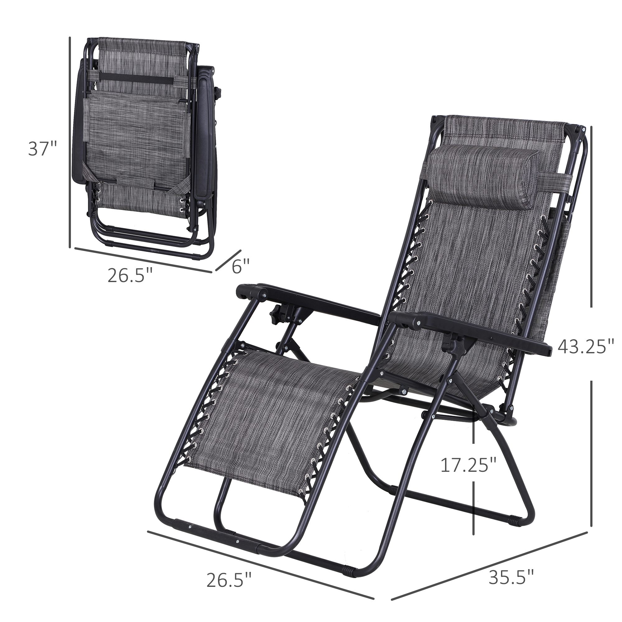 Outsunny 2 piece Zero Gravity Chair Adjustable Patio Lounge
