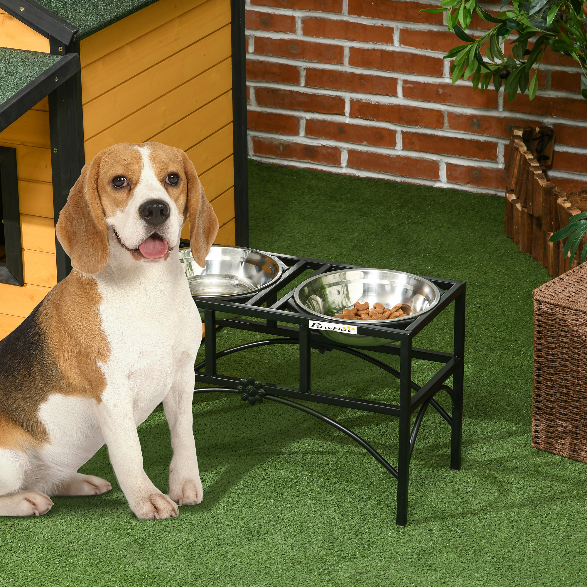 Yangbaga Extra High Elevated Dog Feeder - 16.3 Inch Tall Stand With 13 Cup Stainless Steel Bowl, Durable Metal Legs