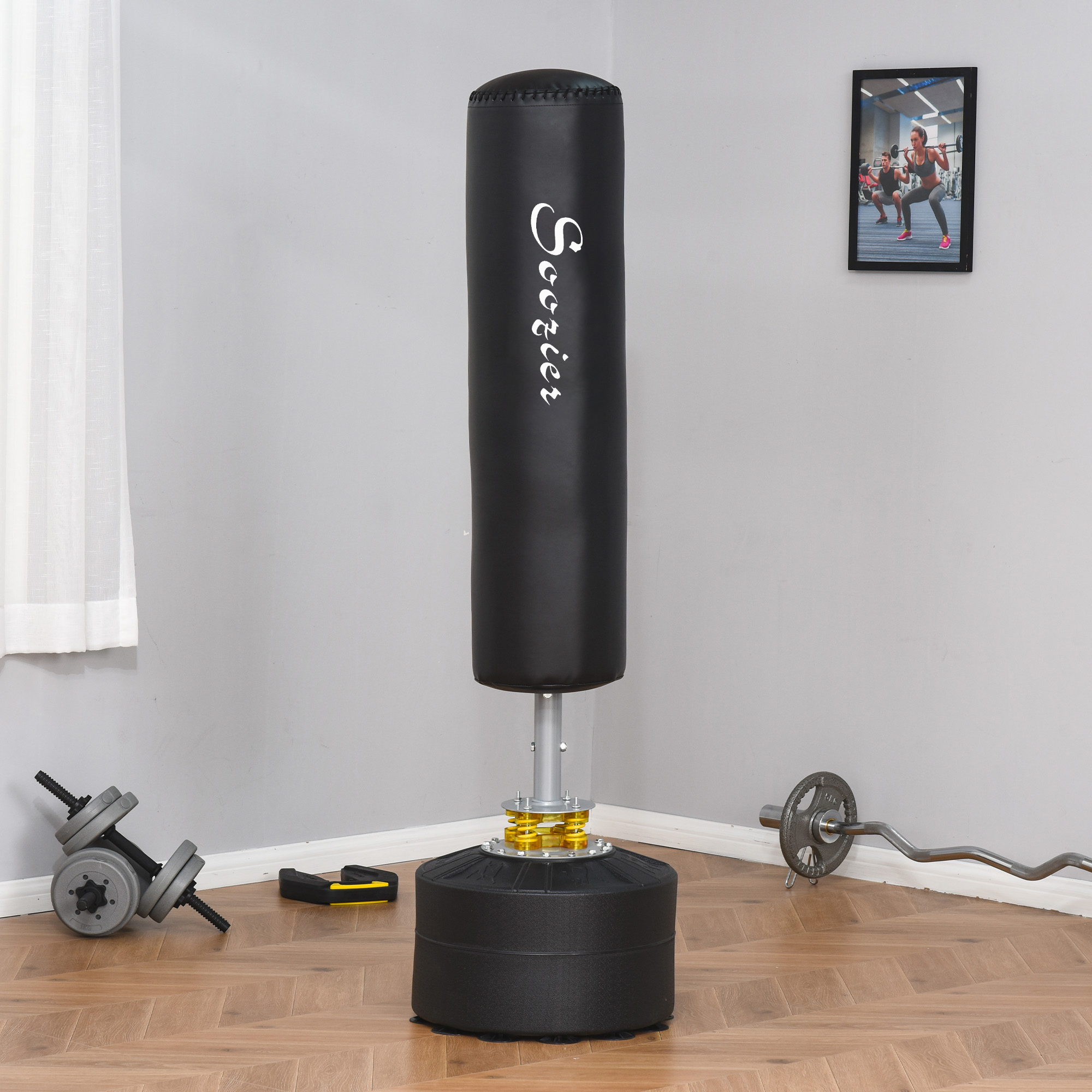 Soozier Freestanding Boxing Punch Bag Stand, Height Adjustable, with ...