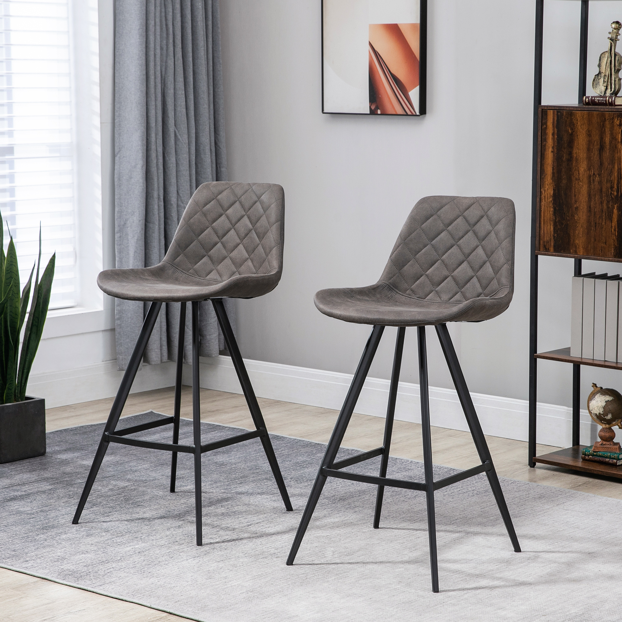 Grey Aosom Bar Stools HOMCOM Adjustable Bar Stools Set Of