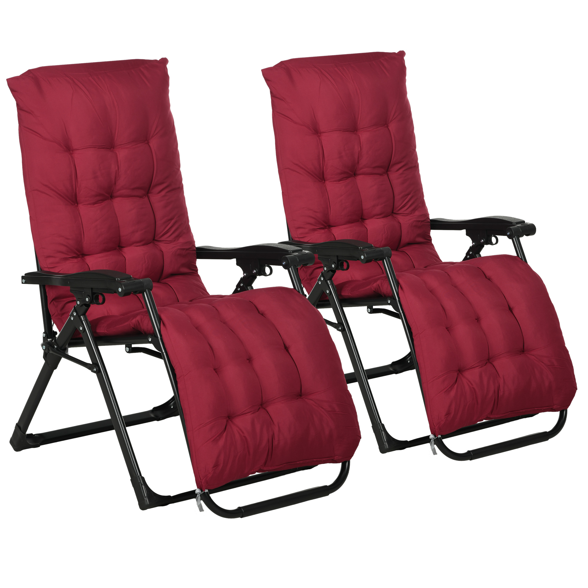 Outsunny Folding Garden Chairs Set of 2, Reclining Zero