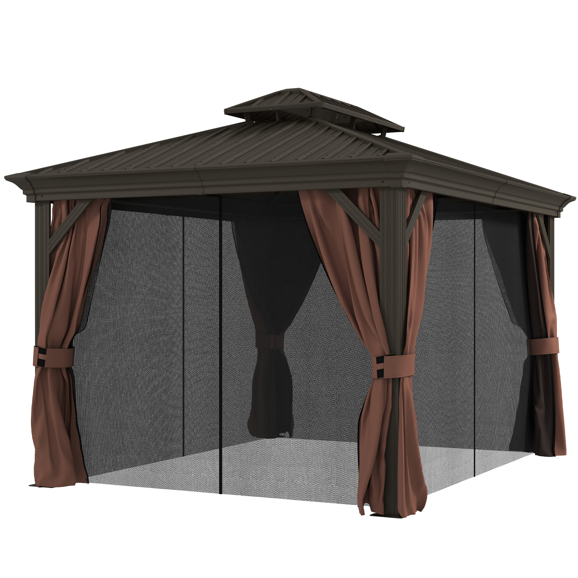 Outsunny 10' x 12' Deluxe Hardtop Gazebo with Metal Roof