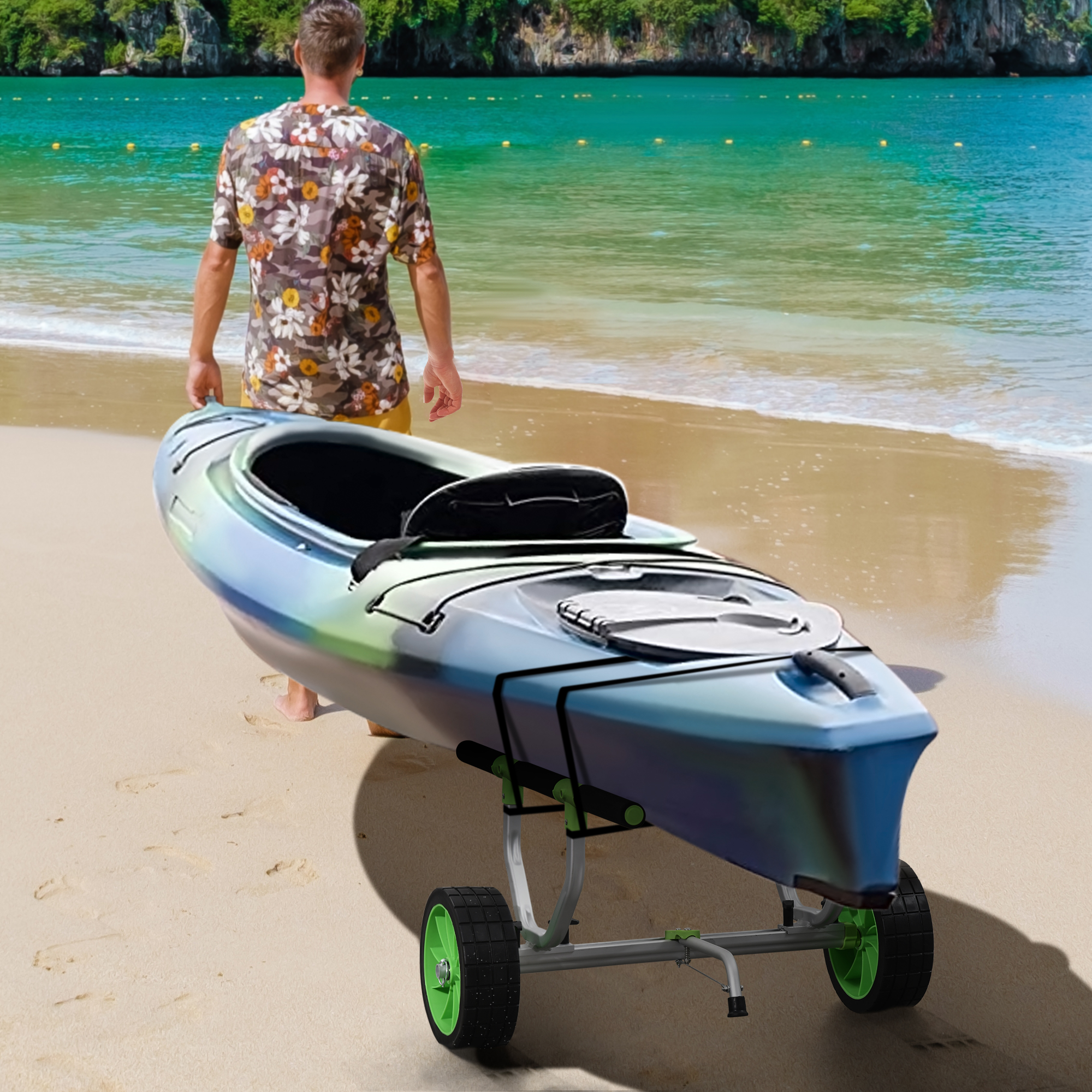 Soozier Kayak Cart Dolly with Adjustable Width and Flat-Free Wheels, Aluminum Frame, for Kayaks, Canoes, Paddleboards Aosom Canada