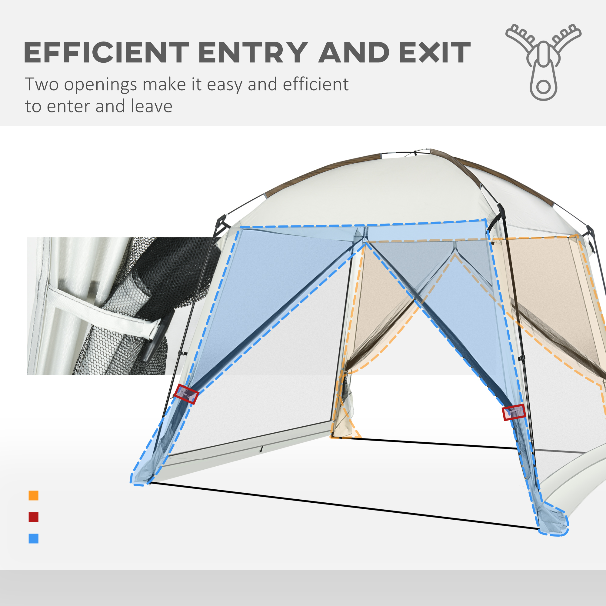 Outsunny 12' X 12' Screen House Room, 8 Person Camping Tent W/ Carry Bag And 4 Mesh Walls For Hiking, Backpacking, And Traveling, Easy Set Up, Royal