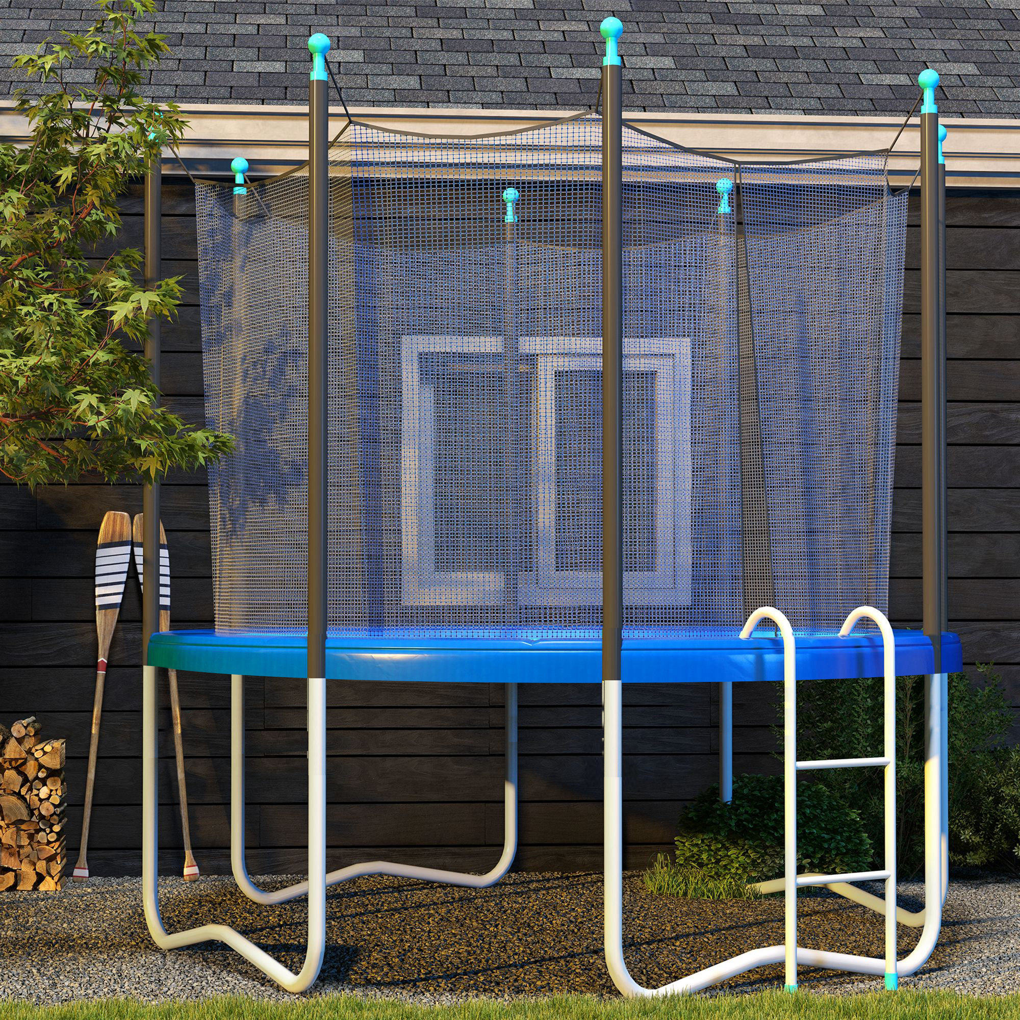 Soozier 12FT Trampoline Pad, Trampoline Replacement Safety Pad, Tear-Resistant, All-Weather Trampoline Accessories, No Holes for Poles, Blue 6