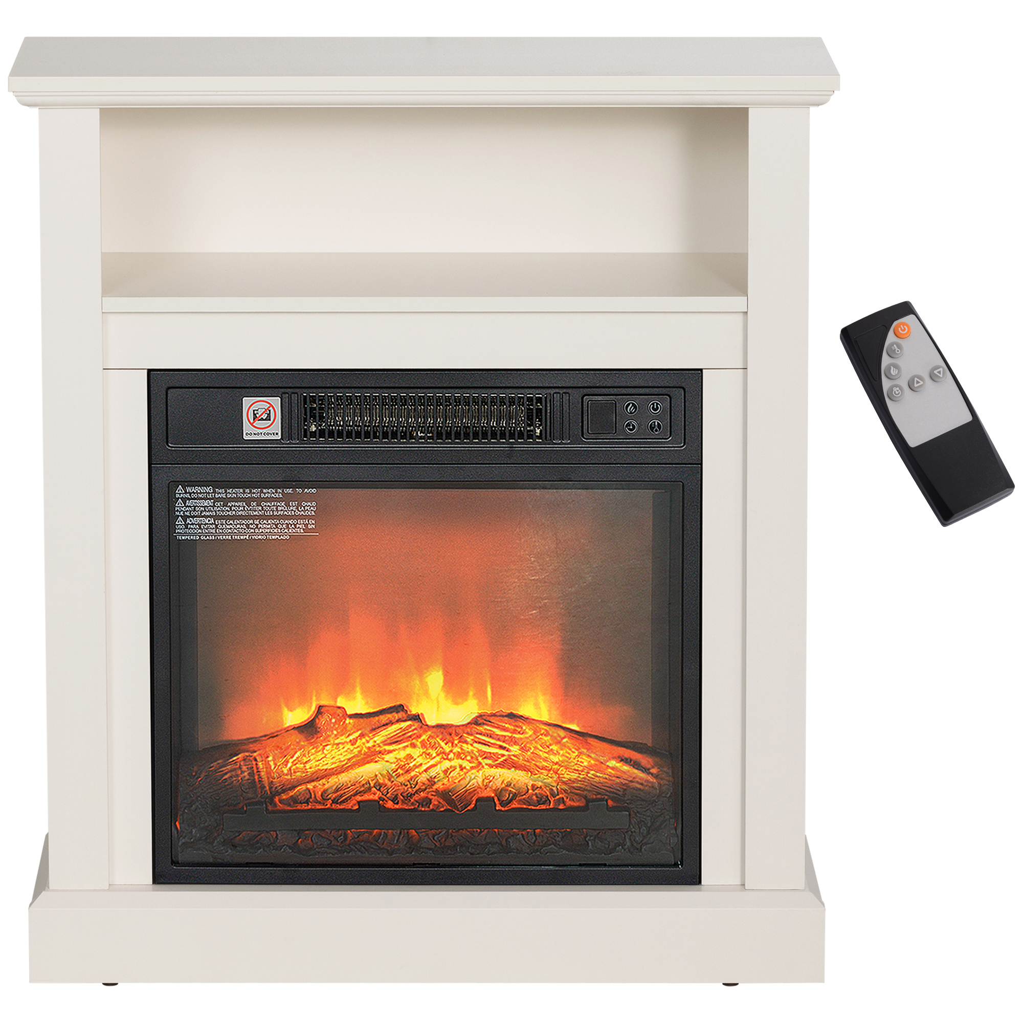 HOMCOM 27" Freestanding Electric Fireplace with Mantel, 1400W Replaceable Fireplace Insert Heater with Timer, White
