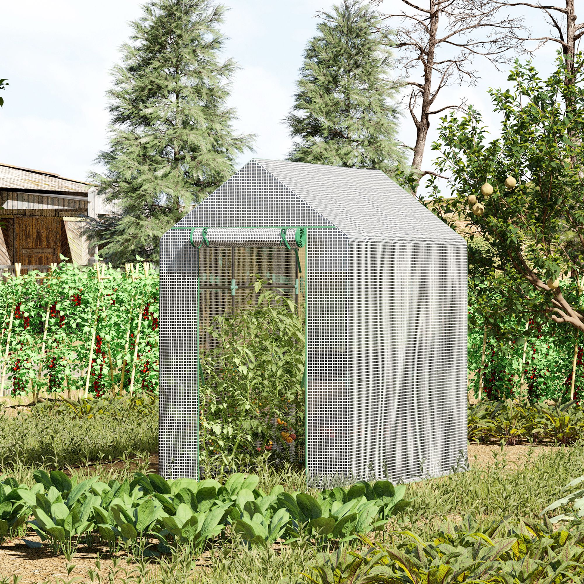 Outsunny Walk-in Grow Sanctuary: 73"x47"x75" Outdoor Portable Bloom Flower Warm Abode Tunnel Shed White Aosom Canada