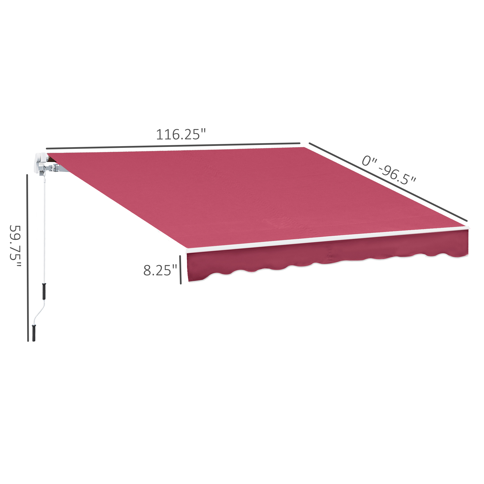 Outsunny 10' X 8' Manual Retractable Sun Shade Patio Awning