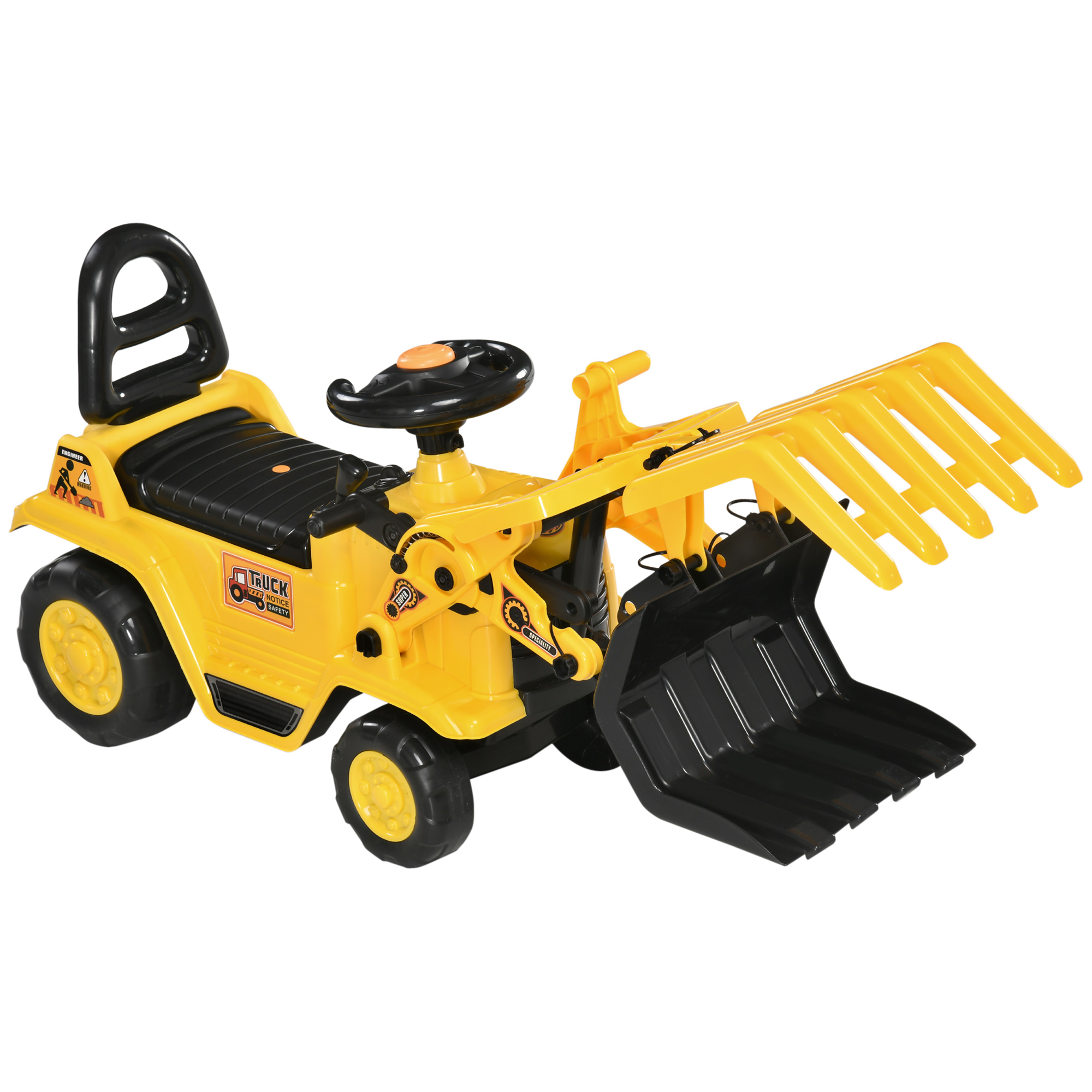 Aosom Kids Ride on Excavator Pulling Cart with Sound Effects, No Power Digger Scooter Ride-on Toy Construction Vehicle for Toddler or Preschool Age Aosom Kids Ride on Excavator Pulling Cart with Sound Effects, No Power Digger Scooter Ride-on Toy Construction Vehicle for Toddler or Preschool Age