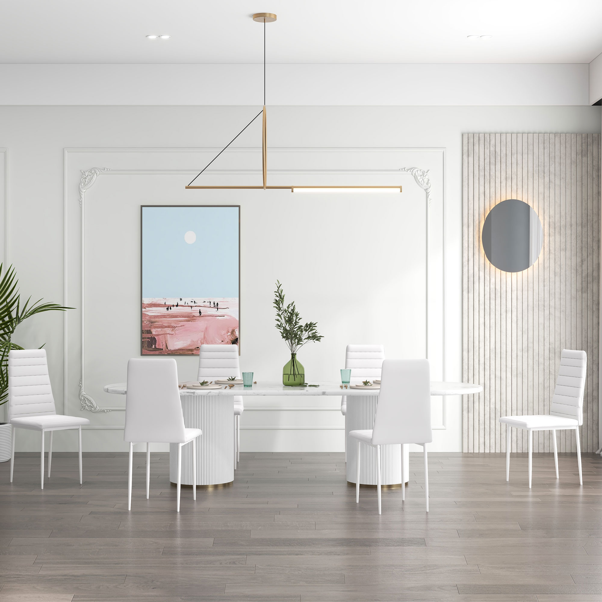 HOMCOM High Back Dining Chairs Modern Upholstered PU Leather Accent ...
