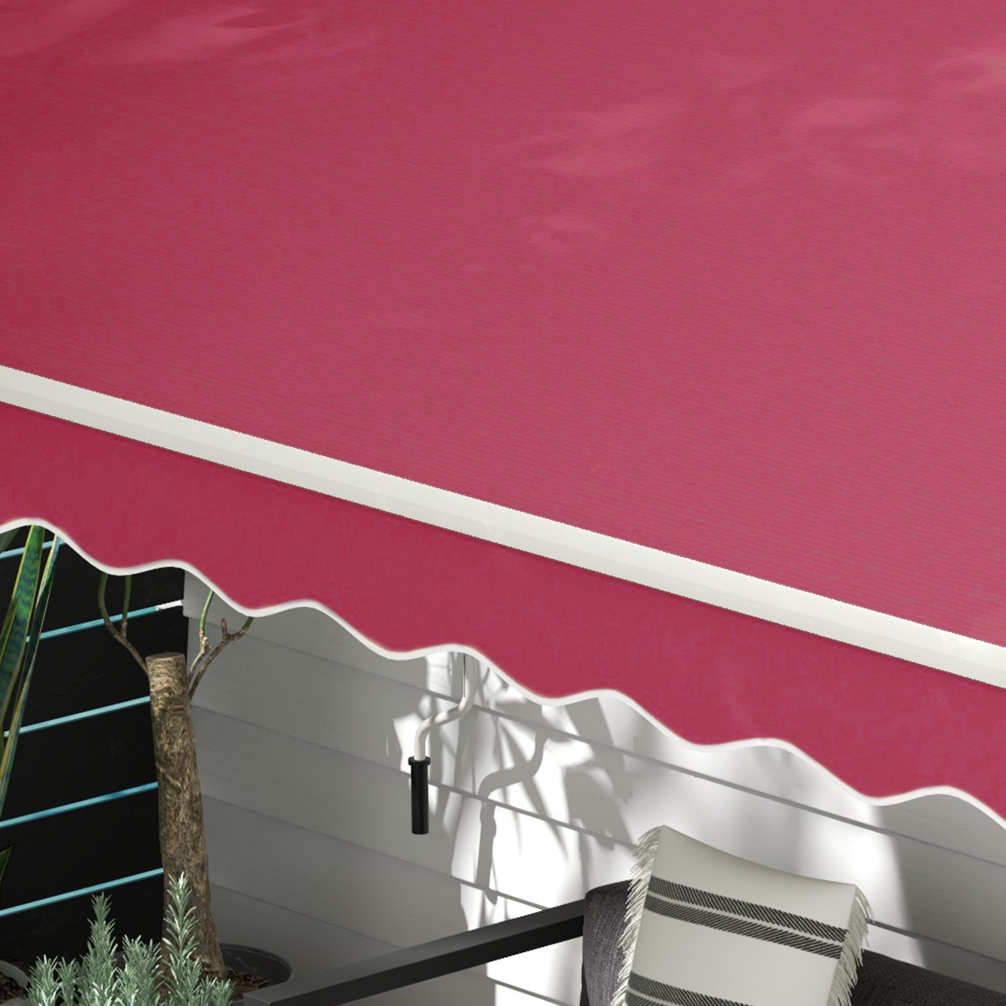 Outsunny Retractable Patio Awning 10x8 Ft UV-Resistant Cranking Sunshield for Deck & Yard in Claret | Aosom.com 6