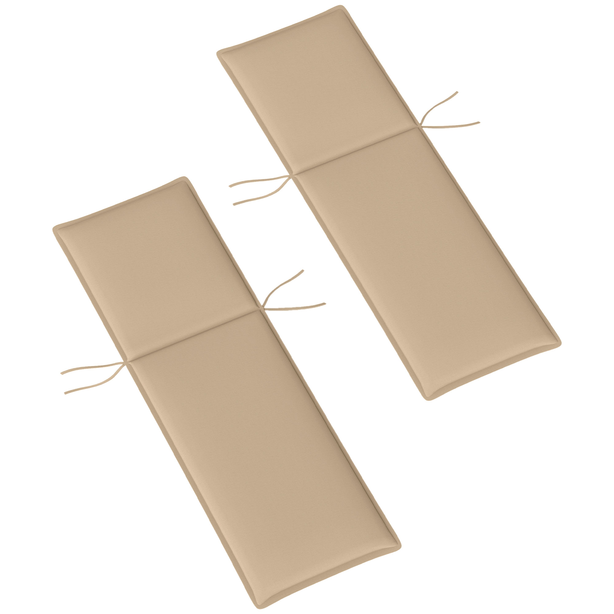 Outsunny Foldable Chaise Lounge Cushion Set of 2, Outdoor Lounge Chair Cushion Set, UPF50+ 200gsm Fabric, 76" x 23", Beige