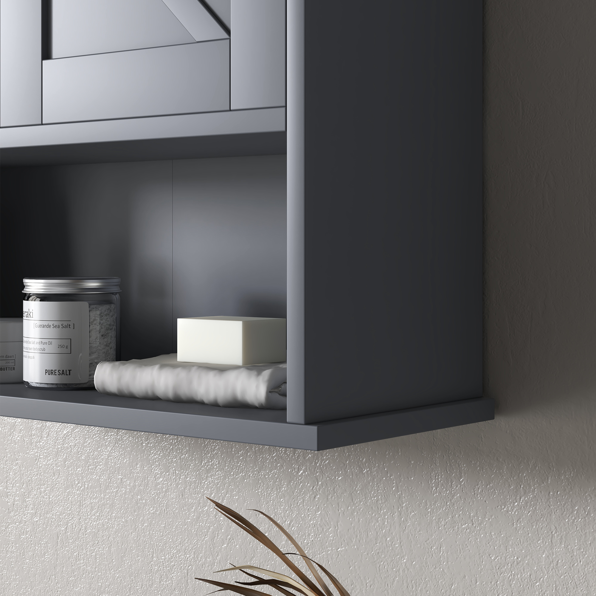 kleankin Farmhouse Bathroom Medicine Cabinet, Wall Cabinet with Barn Doors and Adjustable Shelf for Laundry Room, Gray 6