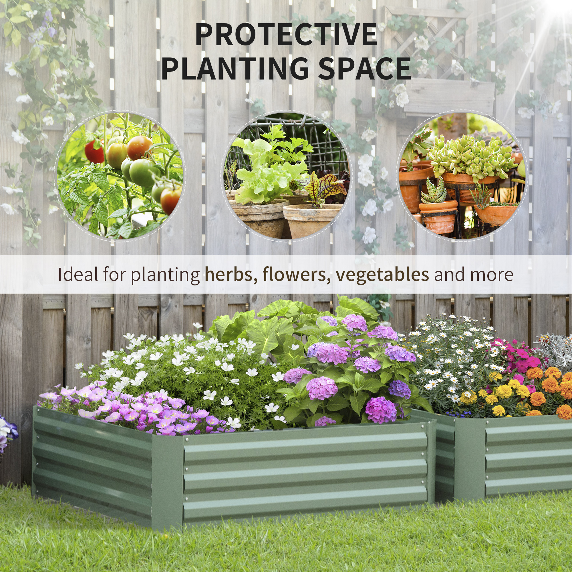 Outsunny 39'' x 39'' x 12'' Set of 2 Raised Garden Bed, Elevated