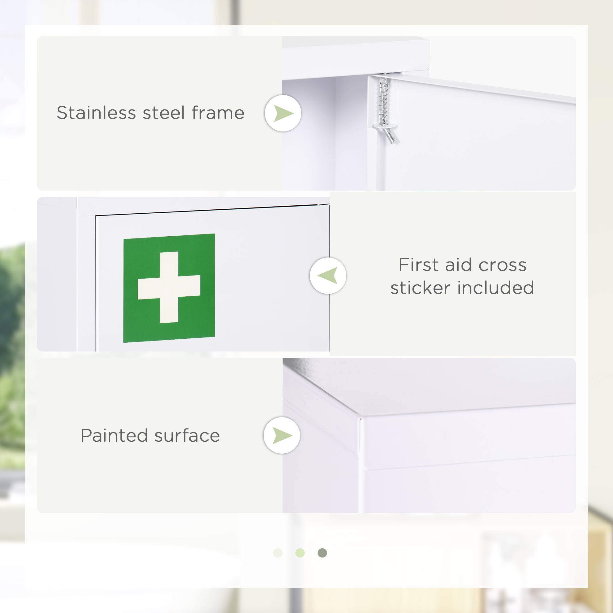 kleankin 12x18 White Lockable Medicine Cabinet 3 Tier Steel Medical Box 2 Keys Bathroom Wall Storage | Aosom.com 4
