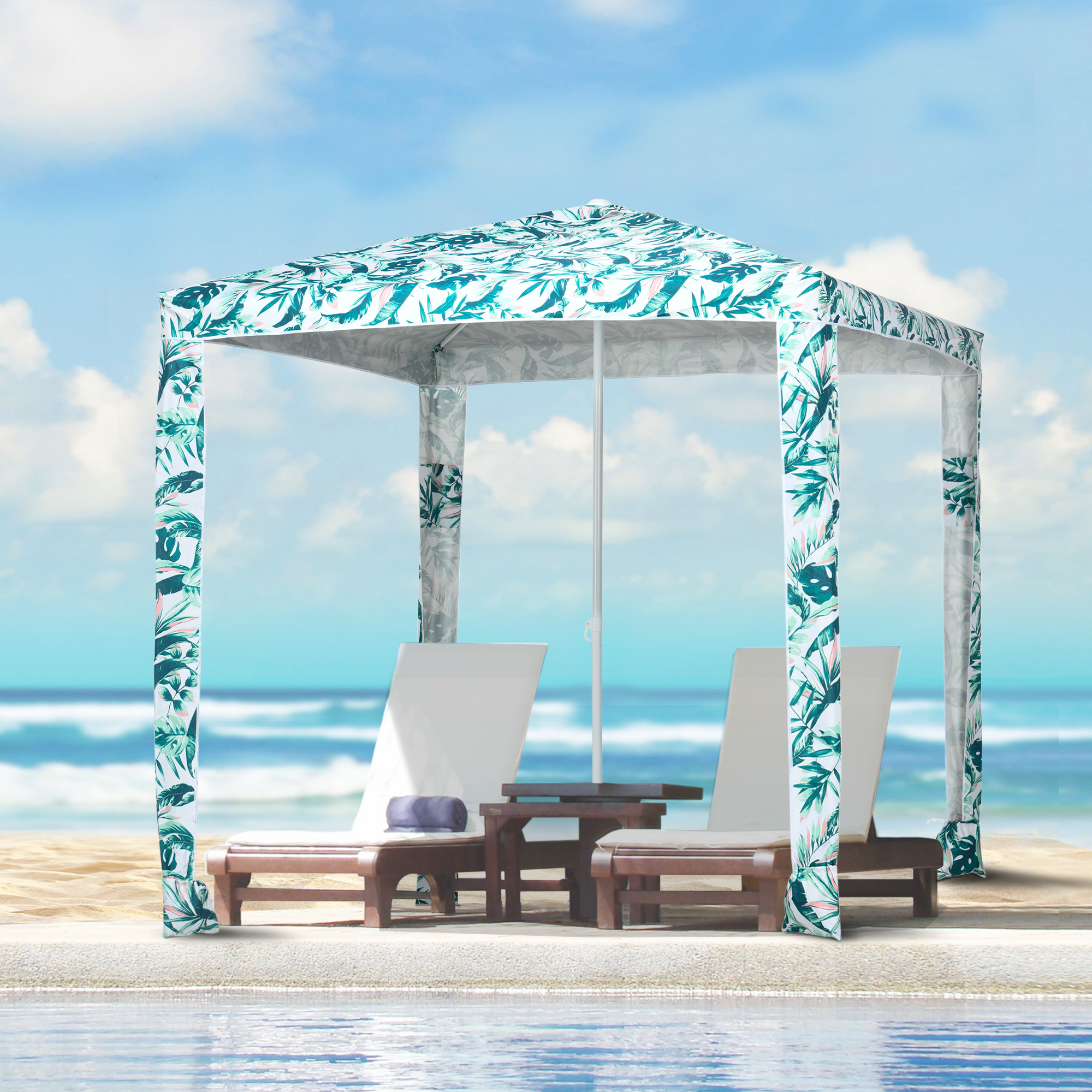 Outsunny Beach Umbrella, 6.5' Easy-Assembly Sun-Shade Shelter with Sandbags and Carry Bag, Cool UV50+, Green Aosom Canada