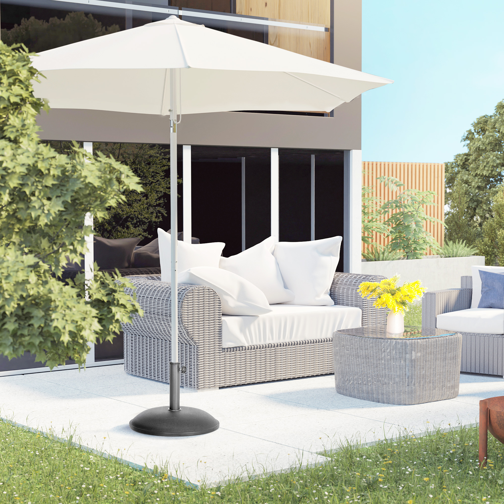 Outsunny 18” Round Heavy Duty 44 lb Concrete Patio Umbrella