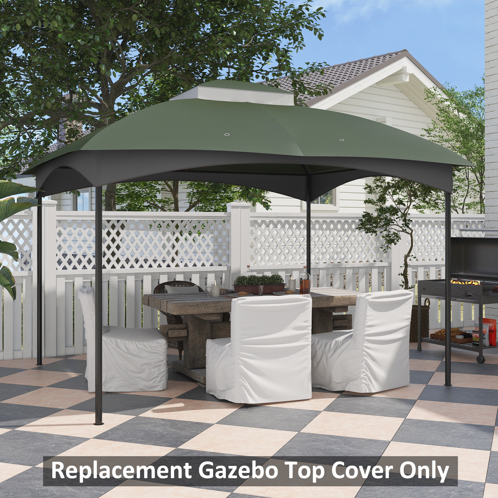 Outsunny 10' x 12' Double-Tier Gazebo Cover, Patio Gazebo
