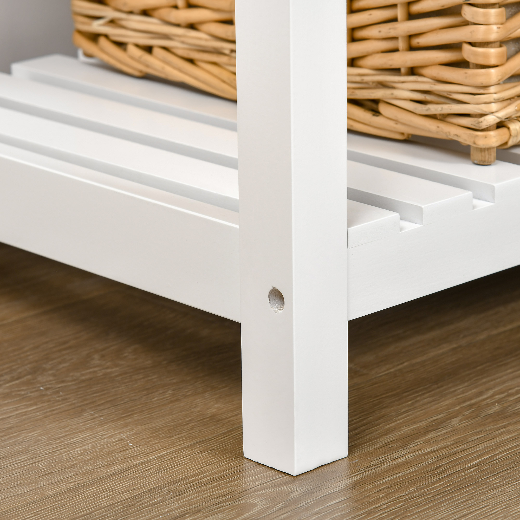 HOMCOM Sideboard Buffet Cabinet, Storage Serving Console Table with 4 Drawers and Slatted Bottom Shelf for Kitchen, Living Room, White 7