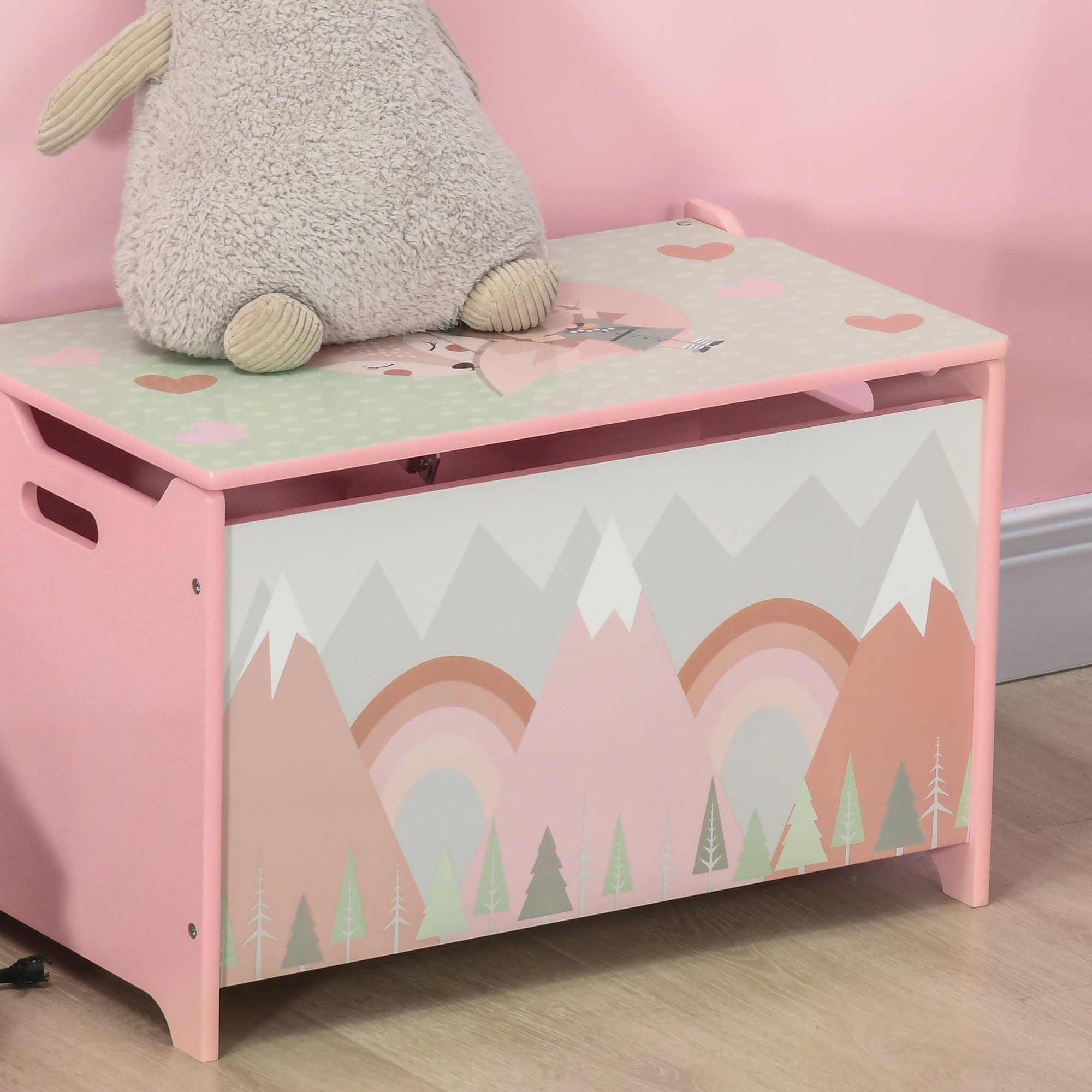 Qaba Sleek Toy Box, Bedroom Storage Solution for Spacious & Clutter-Free Rooms, Kids Toy Chest Organizer, Pink | Aosom.com 6