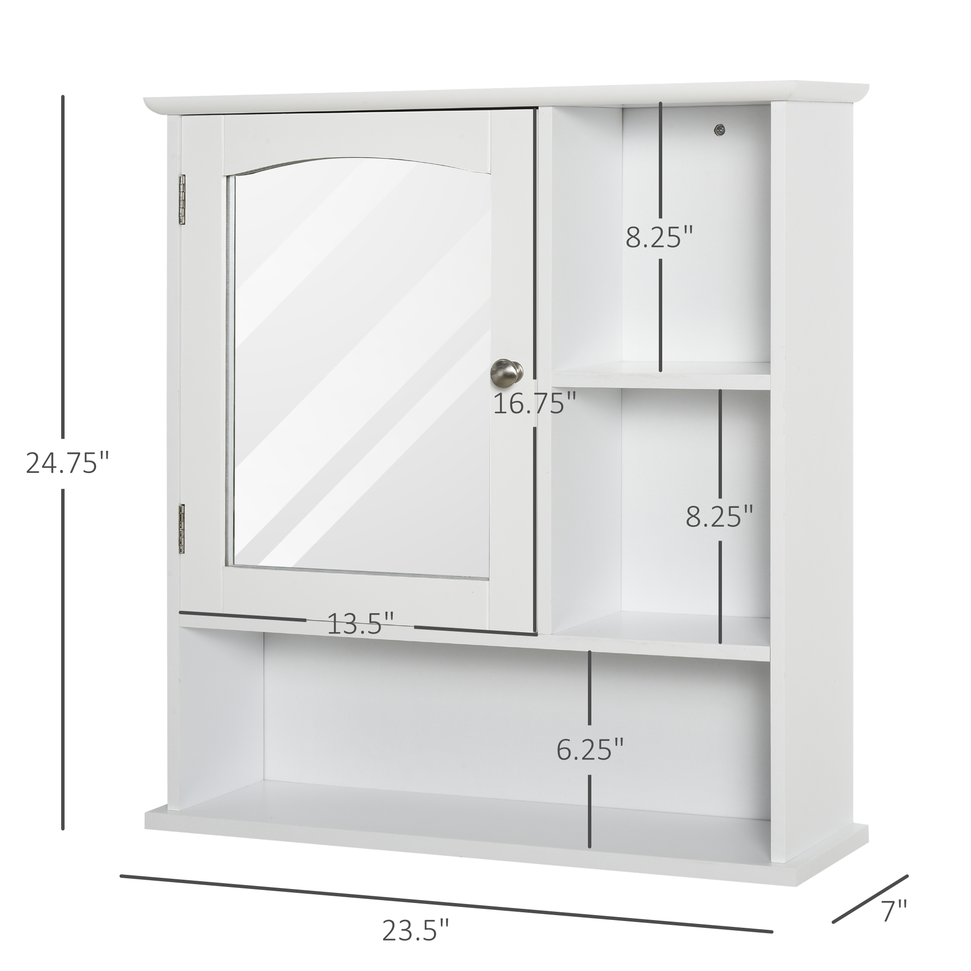 Kleankin Wall Mount Wood Medicine Cabinet with Mirror Adjustable Shelf Storage Organizer White | Aosom.com 1