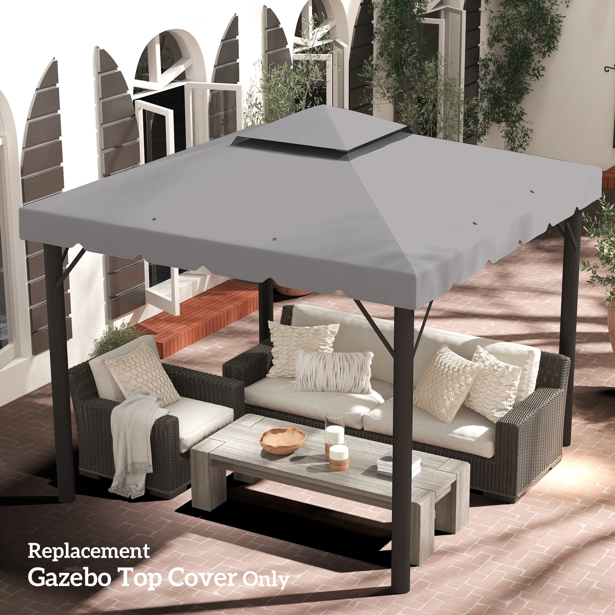Outsunny 9.8' x 9.8' Gazebo Replacement Canopy, Gazebo Top