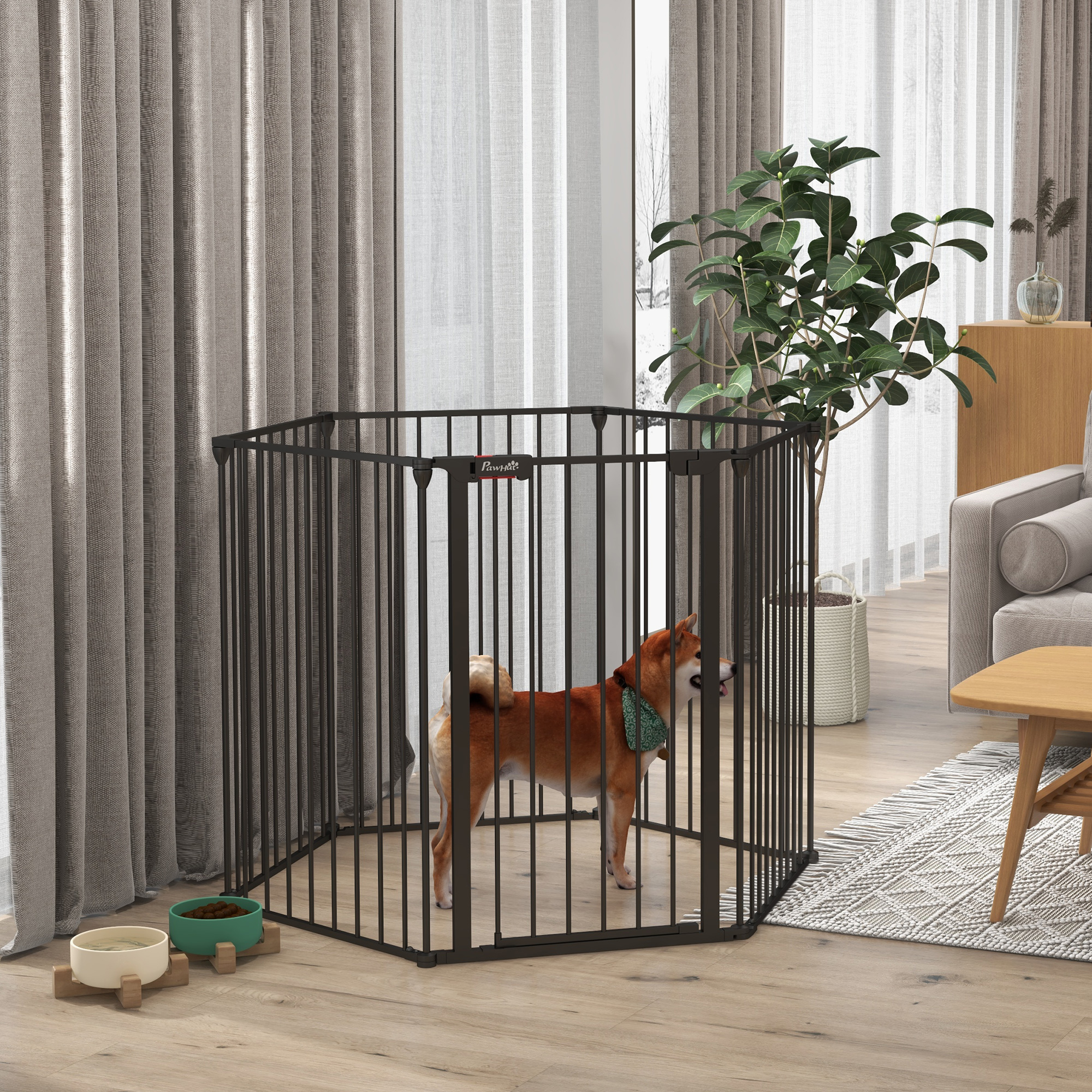 PawHut 48inch 6-Panel Dog Playpen, Foldable Dog Pen, Metal Rabbit