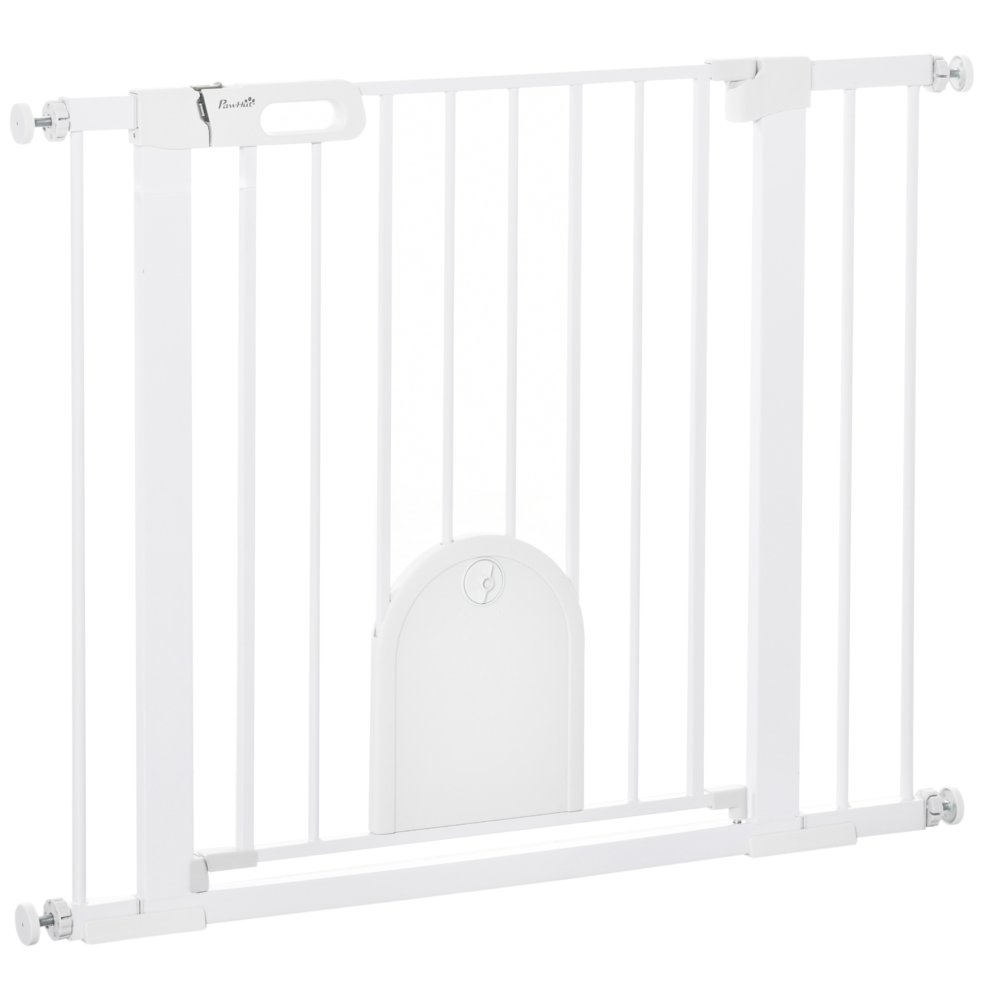30"H Canine Gate with Safety Gate Barrier, 30"-41" Extra Wide Animal Gate Barrier with Compact Entry, Stair Pressure Fit, White 1
