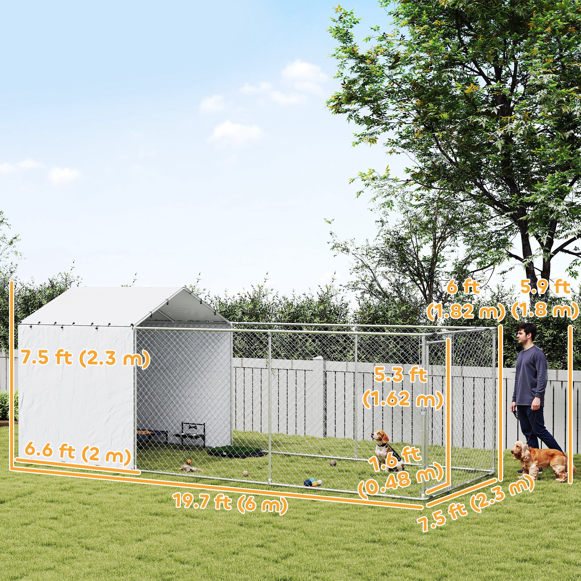 koume‼︎ PawHut Galvanized Steel Dog Kennel Outdoor with Waterproof