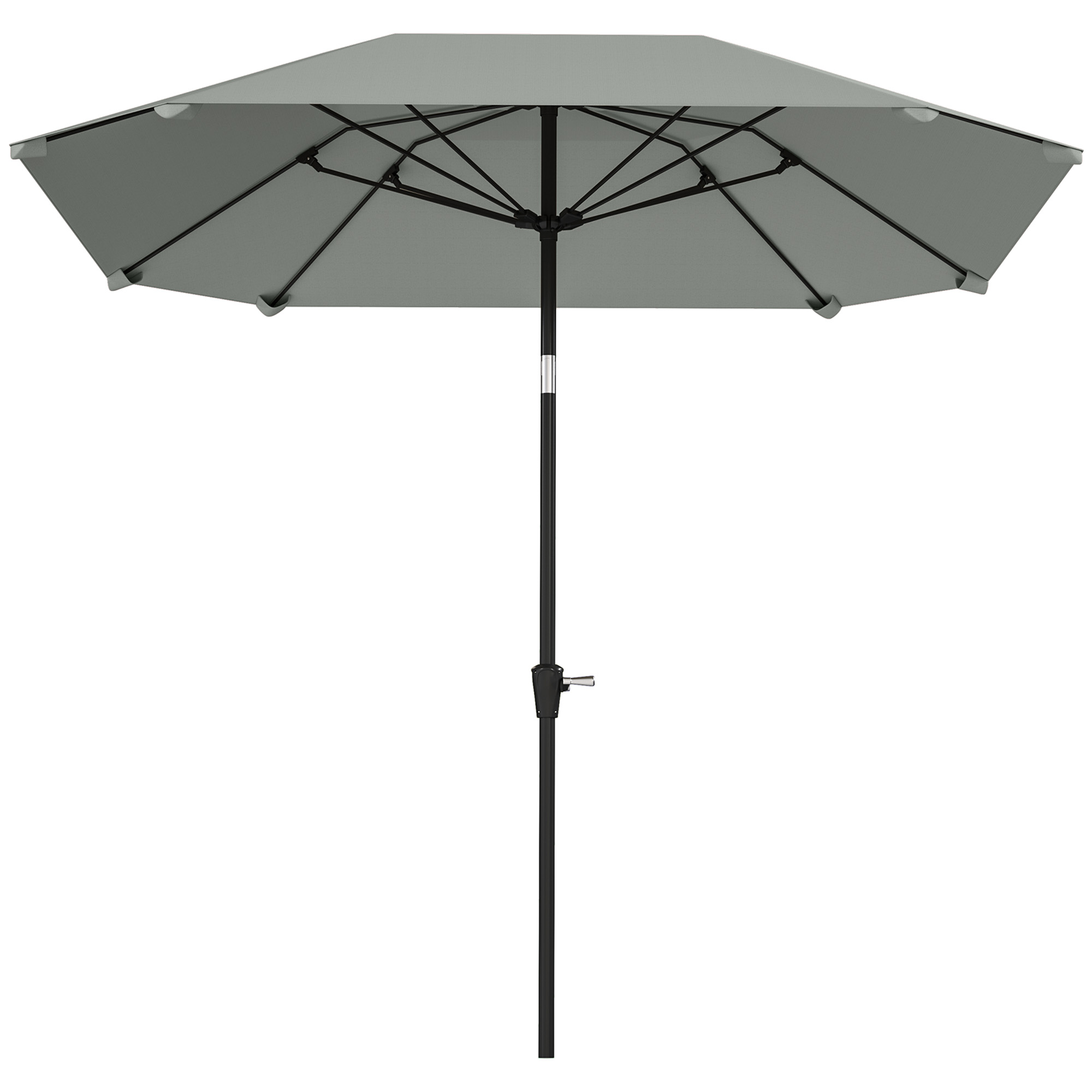 Outsunny Patio Sun Umbrella, Outdoor Parasol with 6 Ribs, Light Grey main image 0