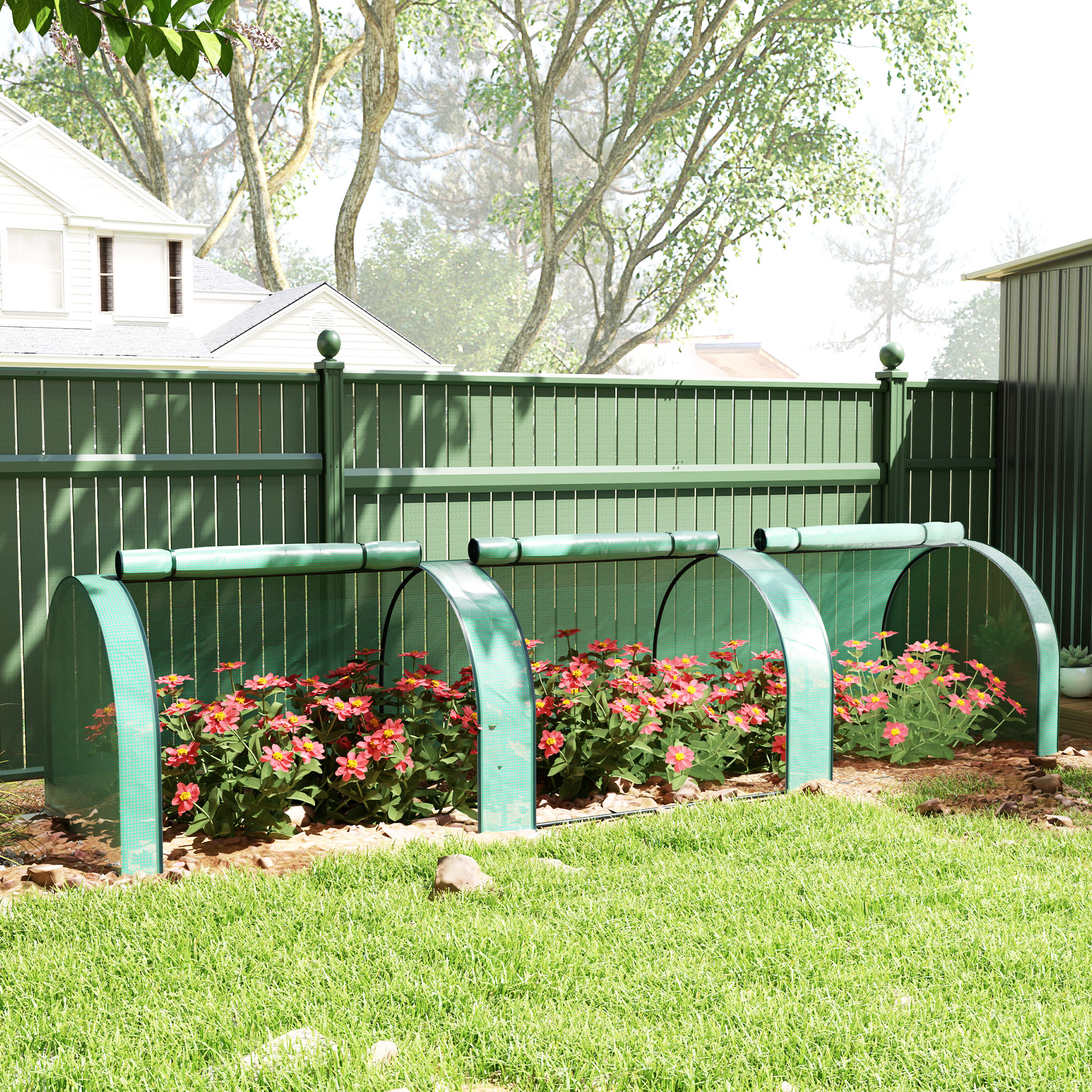 Outsunny Mini Tunnel Greenhouse with PE Cover Garden Green