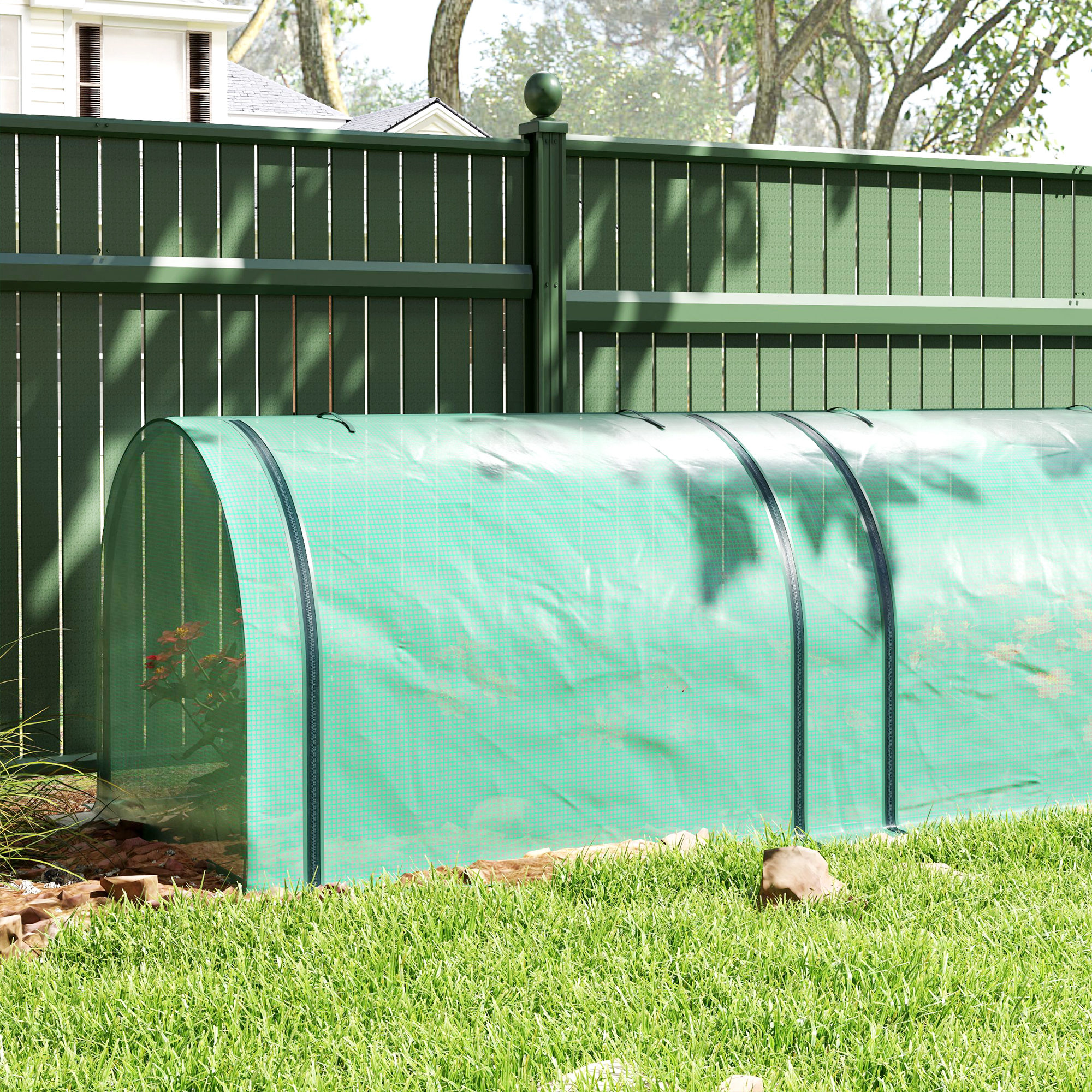 Outsunny Mini Tunnel Greenhouse with PE Cover Garden Green