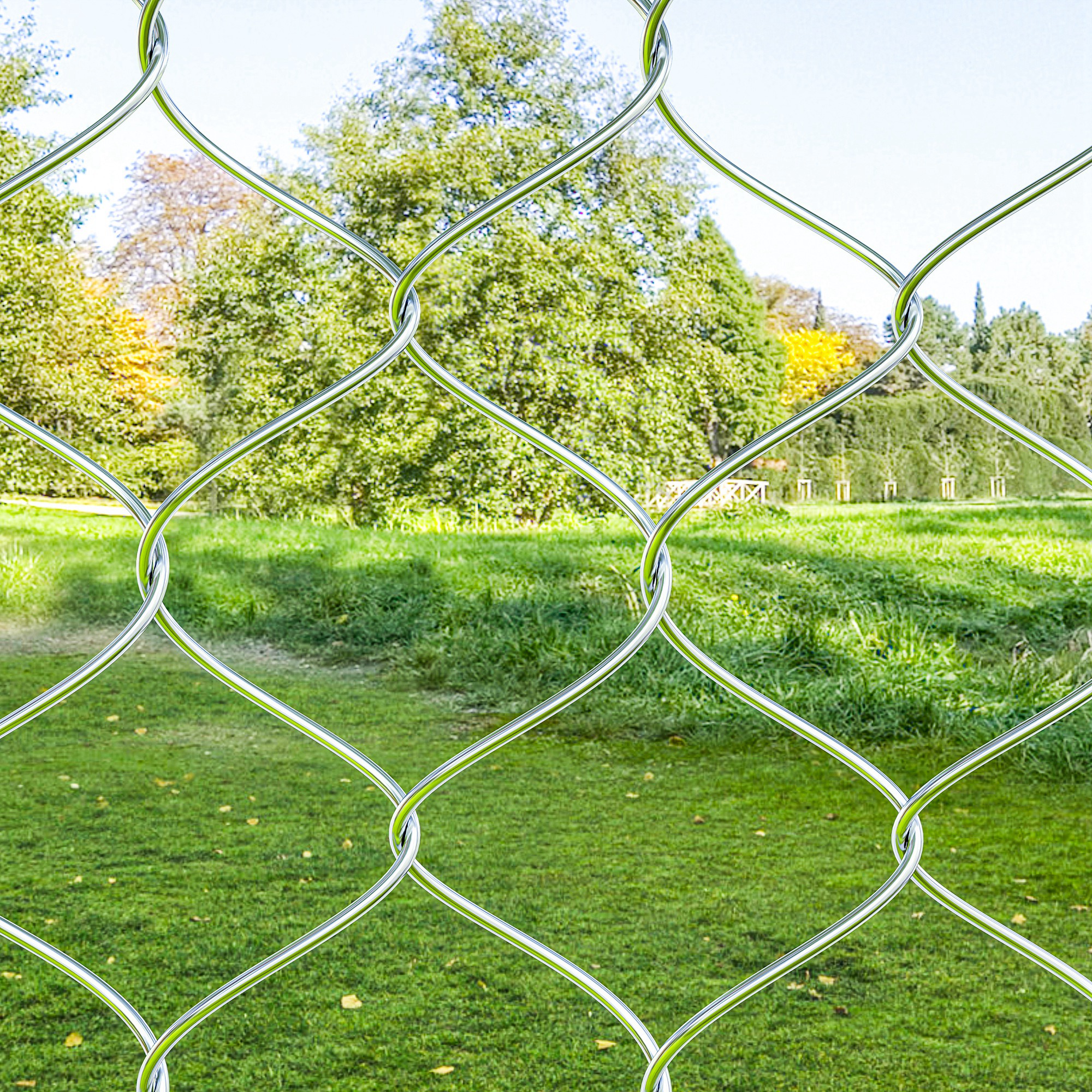 Outsunny Garden Gate Chain Link Fence Gate, Galvanized Steel