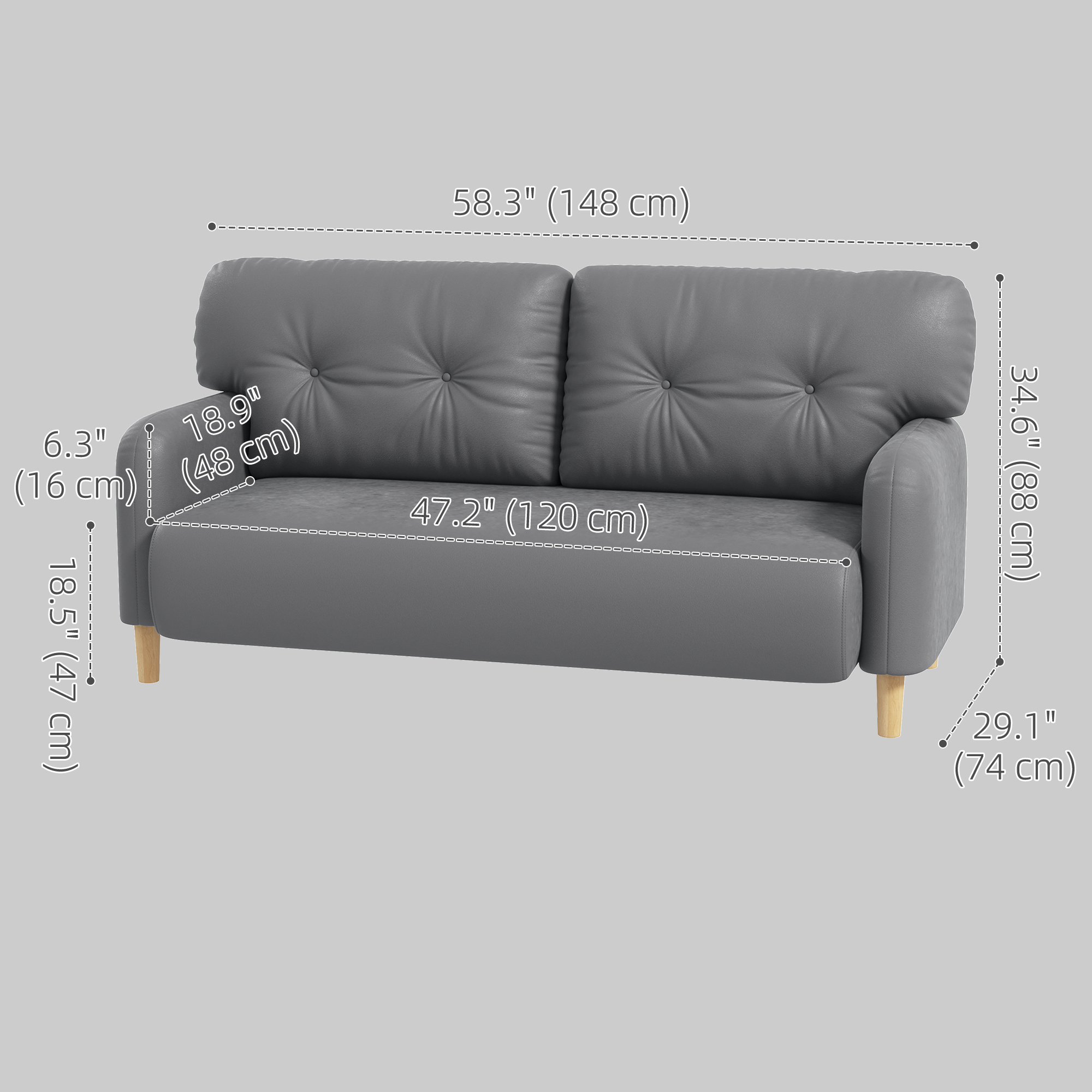 ドリカム　LOVE GOES ON MD HOMCOM Compact Loveseat Sofa Couch Linen Fabric Double Seat