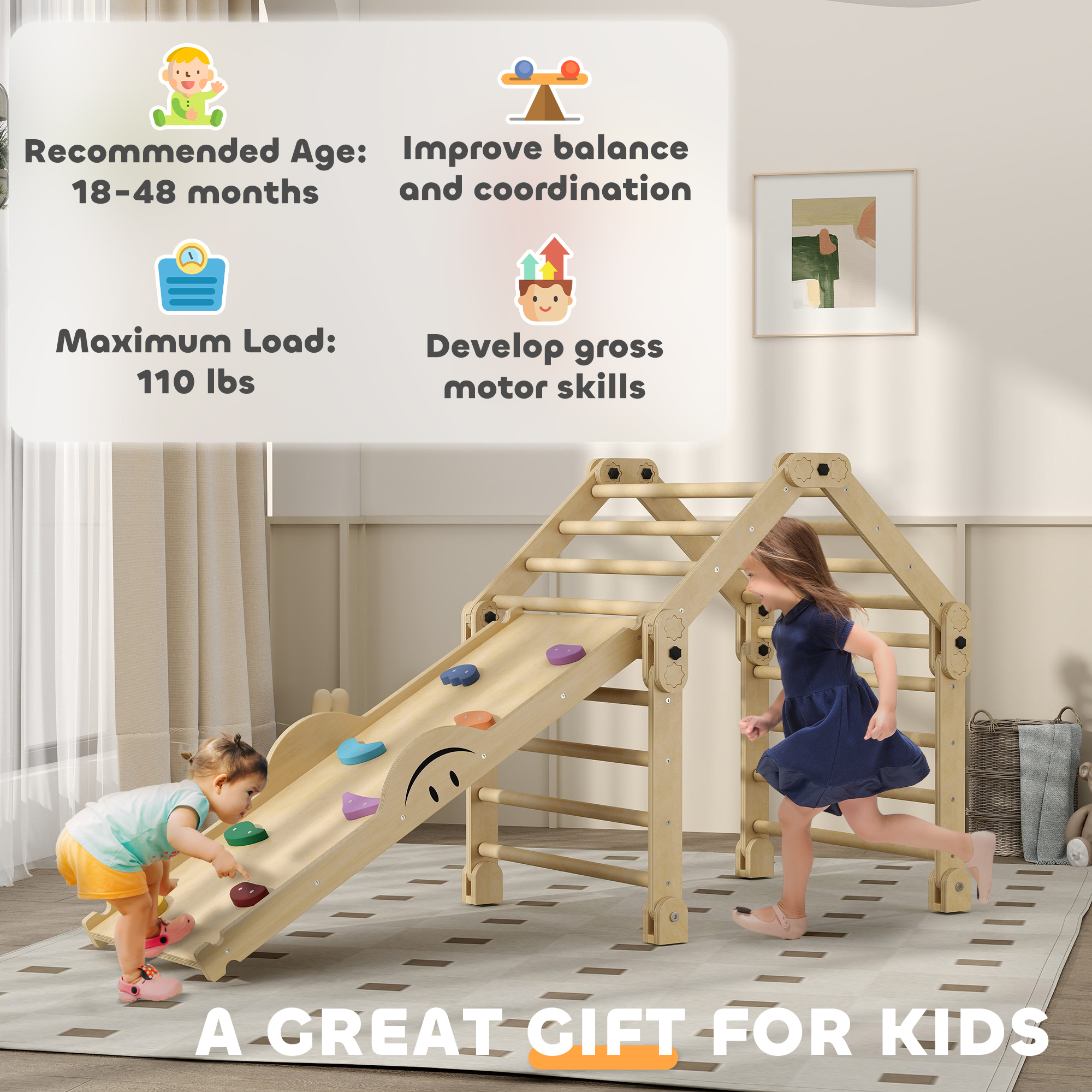 Qaba 4 in 1 Indoor Toddler Climbing Toys for 18-48 Months with Ramp ...